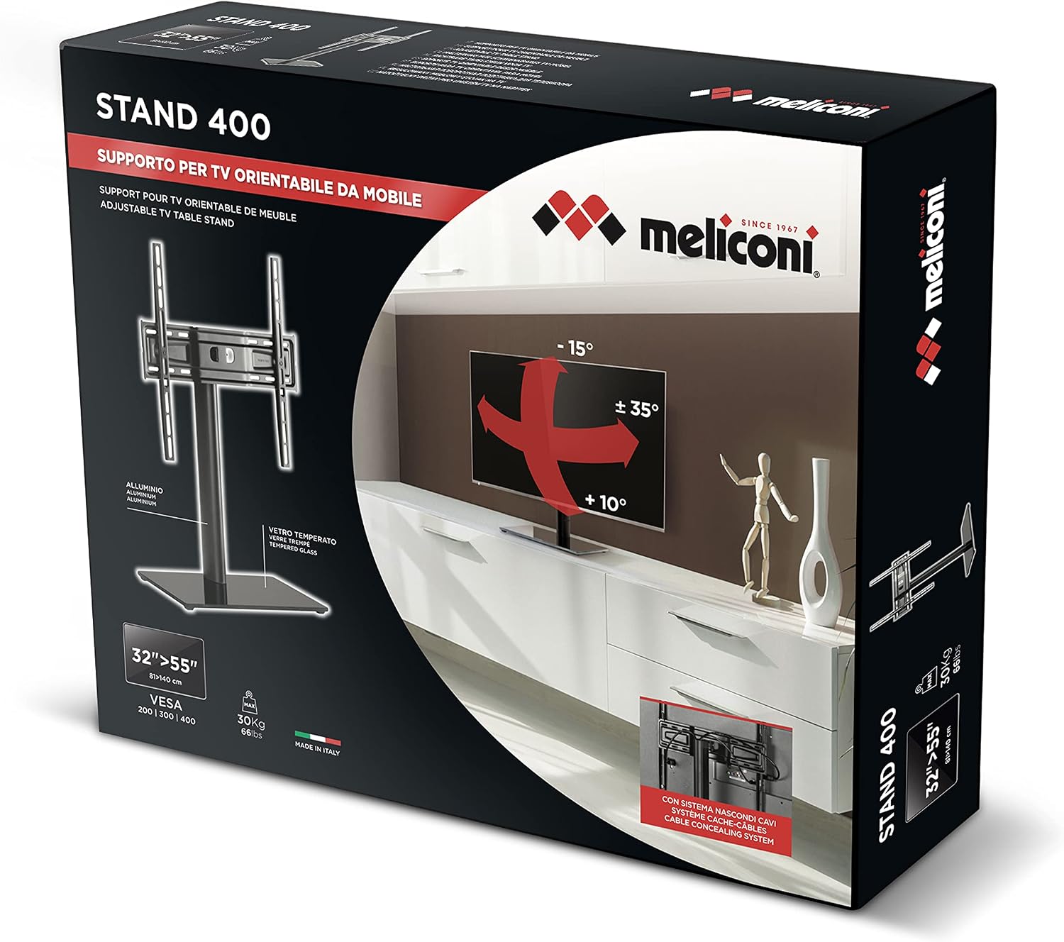 Detalle 2 de Meliconi 480807 BA STAND 400 – stojak podłogowy do TV, szkło hartowane