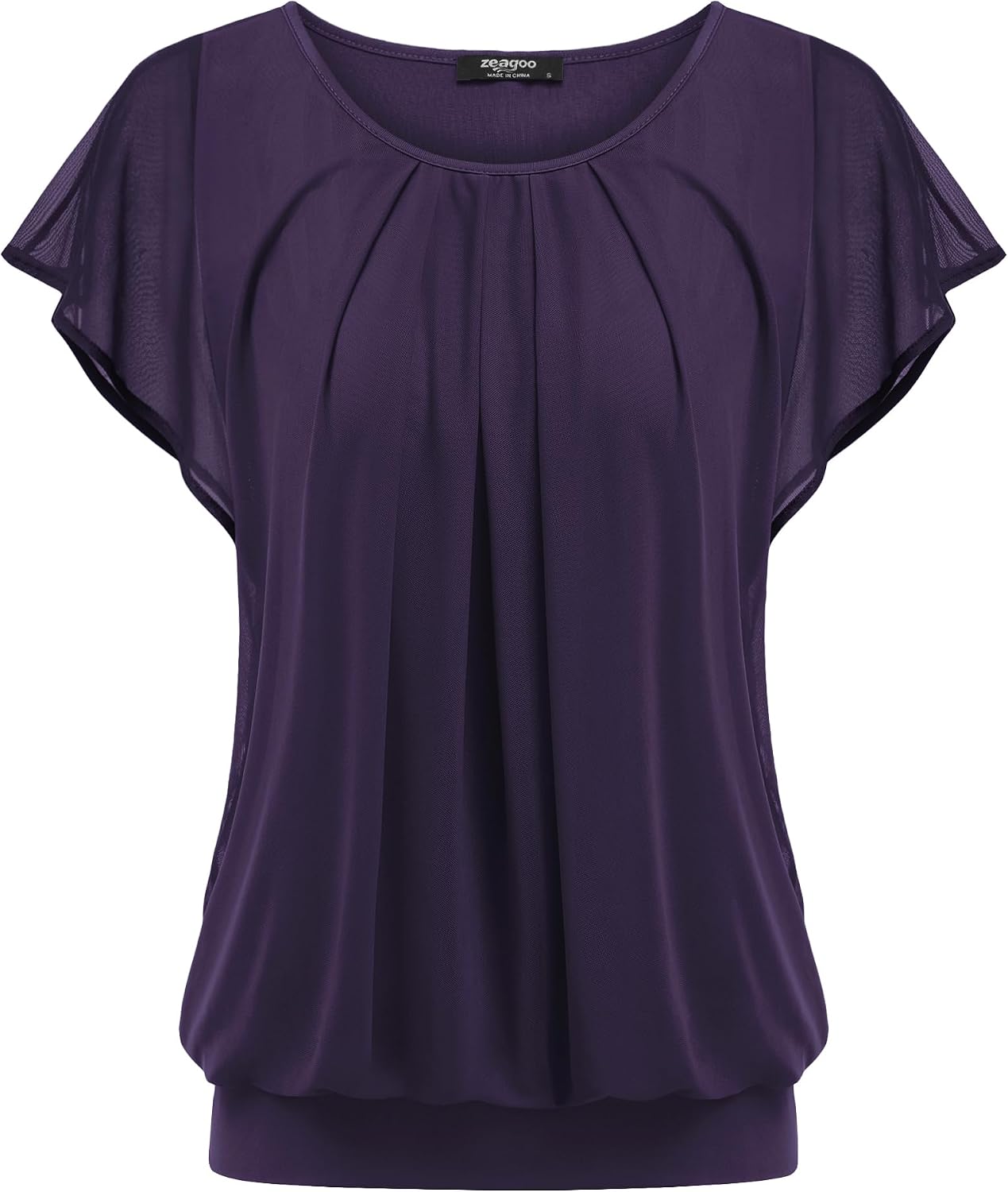 Thumbnail 6 de Zeagoo Chemisier Femme Été – T-shirt à Manches Dolman Double Couche, Col Rond, Lâche et Élégant