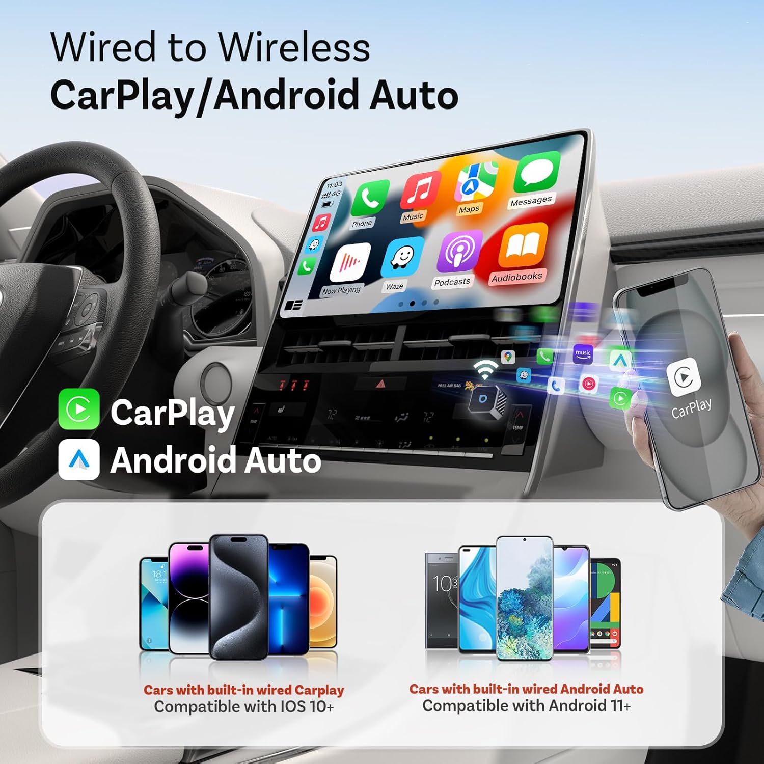 Thumbnail 1 de OTTOCAST Mini 3.0 (Pot) 2025 Wireless CarPlay & Android Auto Adapter