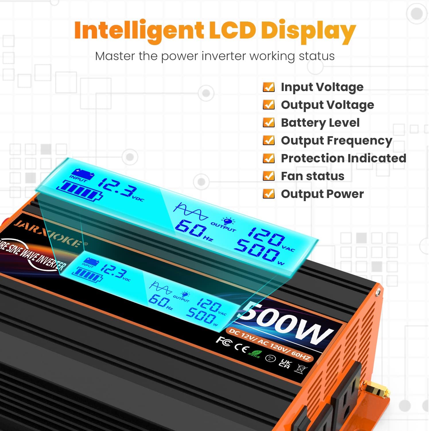 Thumbnail 5 de JARXIOKE 500W Pure Sine Wave Inverter
