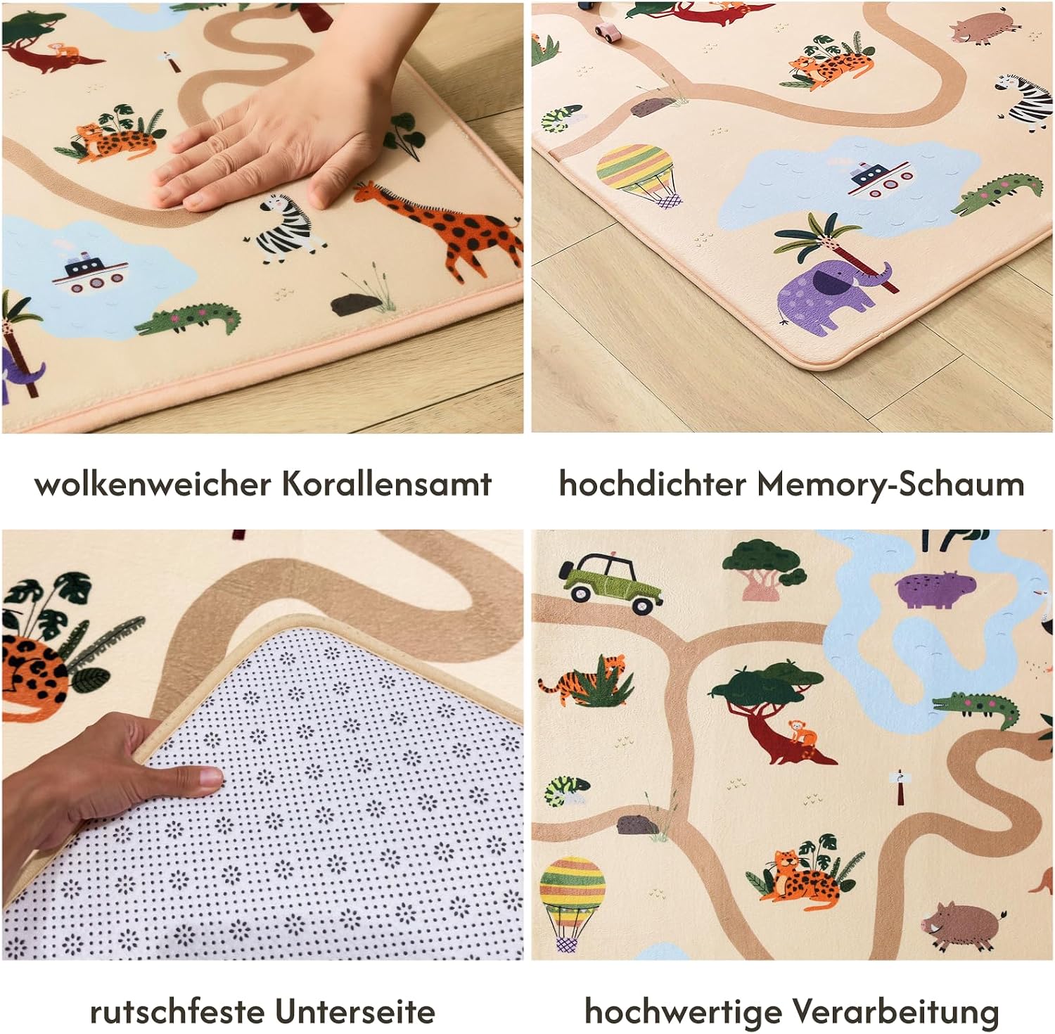 Detalle de Wolkenweiche Matte Baby 160x120x1,5 cm – Kinderzimmer-Teppich mit Memory-Schaum und rutschfester Unterseite