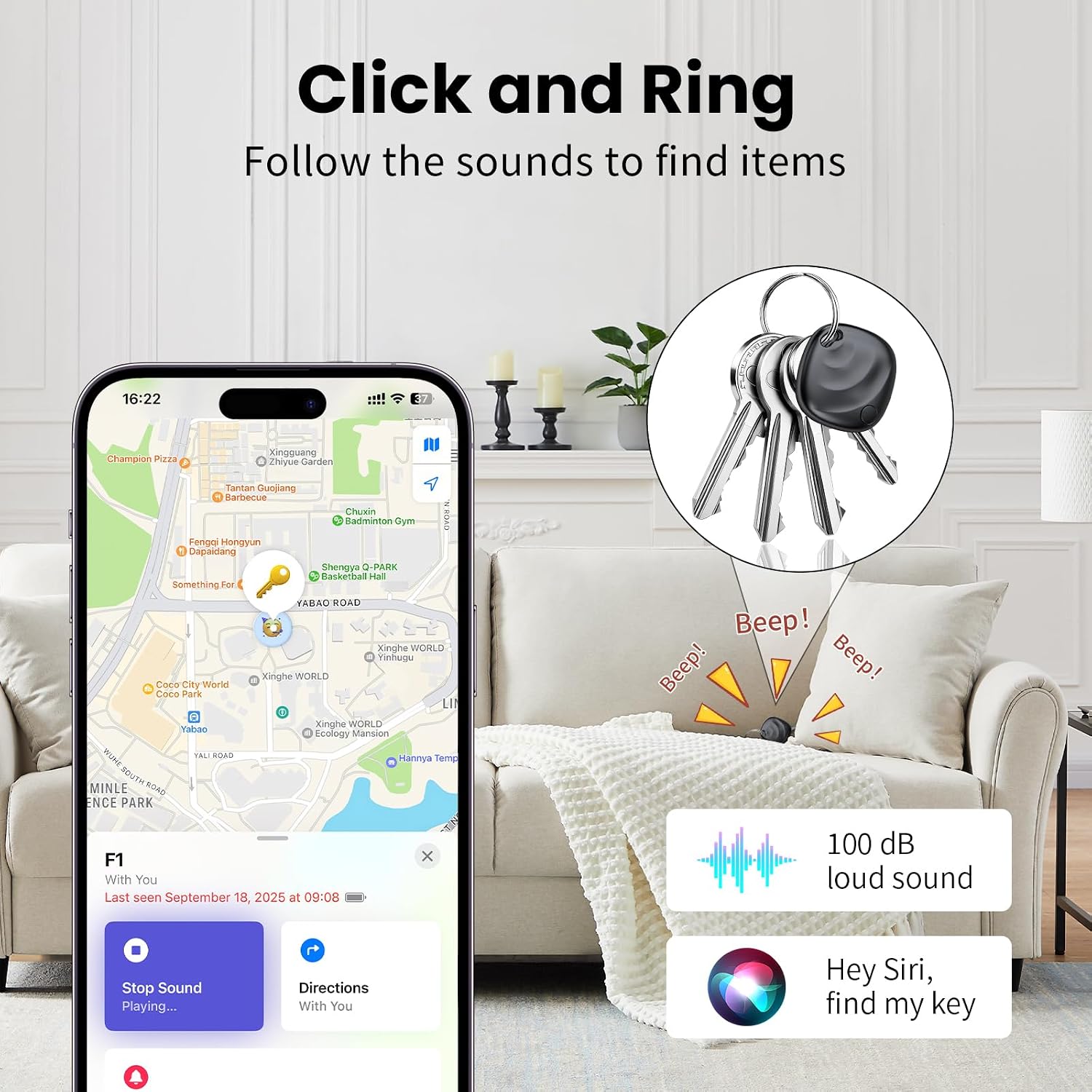 Detalle de 2026 New Apple MFi Certified Air Tracker Tags 3 Pack (Black) – Find My compatible