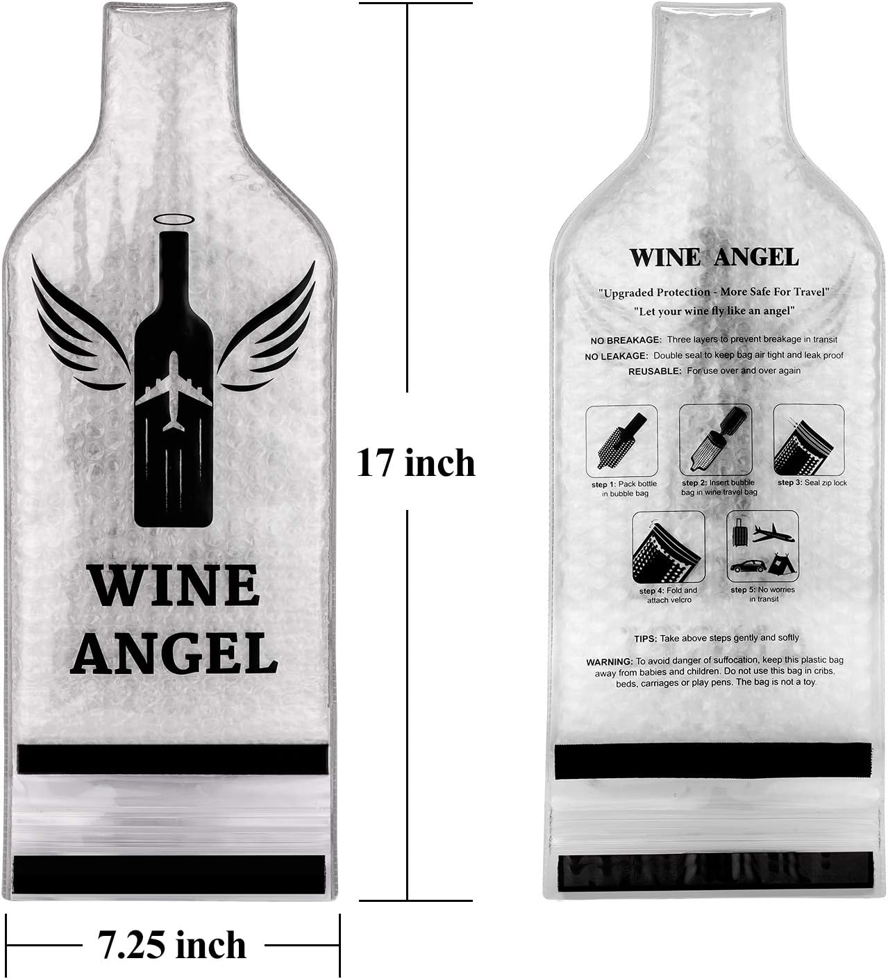 Thumbnail 3 de [UPGRADED PROTECTION] 4 Set (8 pcs) Reusable Wine Bags for Travel – Triple Protection, Leak-Proof Sleeve for Airplane, Car & Cruise