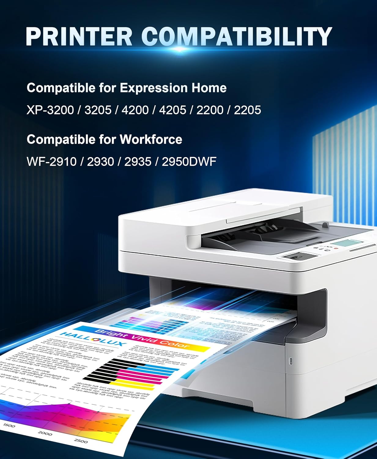 Detalle 2 de HALLOLUX 604 XL Patronen Multipack (8er-Pack) f�r Epson XP-3200/XP-2205/XP-3205/WF 2930DWF – kompatibel, nicht Original