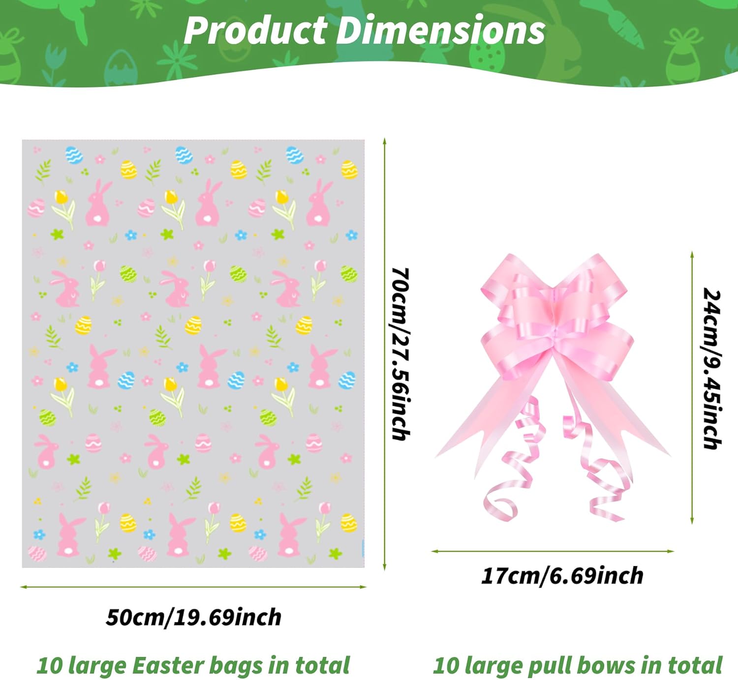Thumbnail 2 de GOMANCHE 10 Pack Large Easter Basket Bags (24 x 30 inch) with Pull Bows