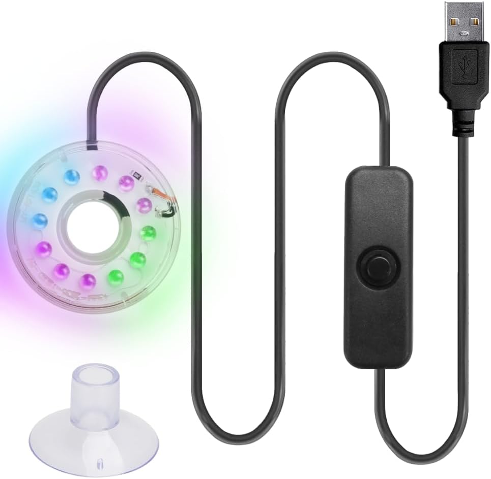 Detalle de MiOYOOW LED Aquarium Light: IP68 Submersible RGB USB Light with Suction Cups