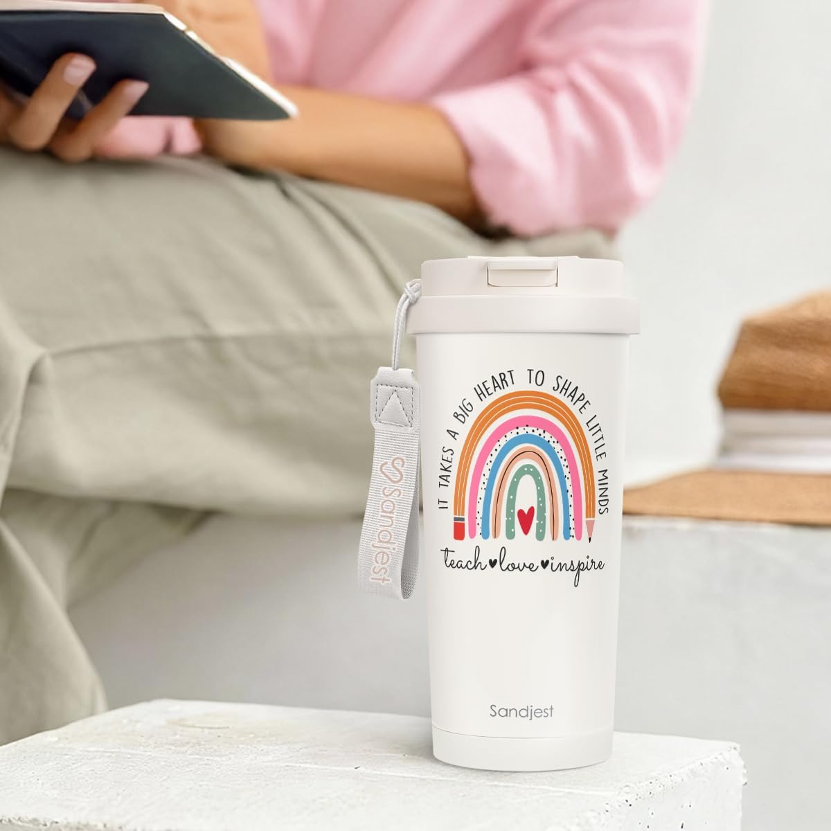 Thumbnail 6 de SANDJEST Teachers 18 oz Stainless Steel 2-in-1 Lid Coffee Tumbler