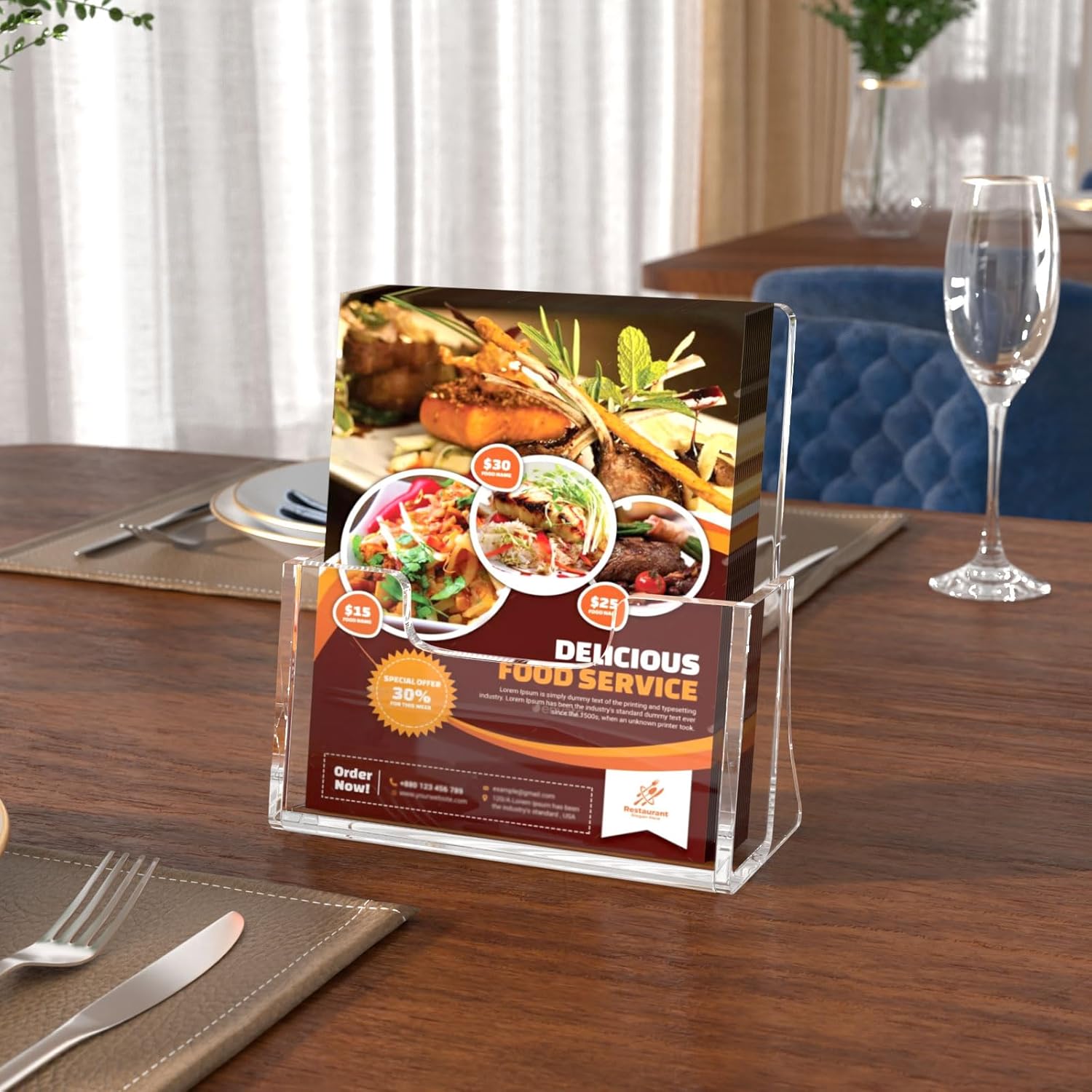 Thumbnail 1 de AITEE A5 Clear Leaflet Holder – 2 Pack, Acrylic Freestanding Brochure Dispenser