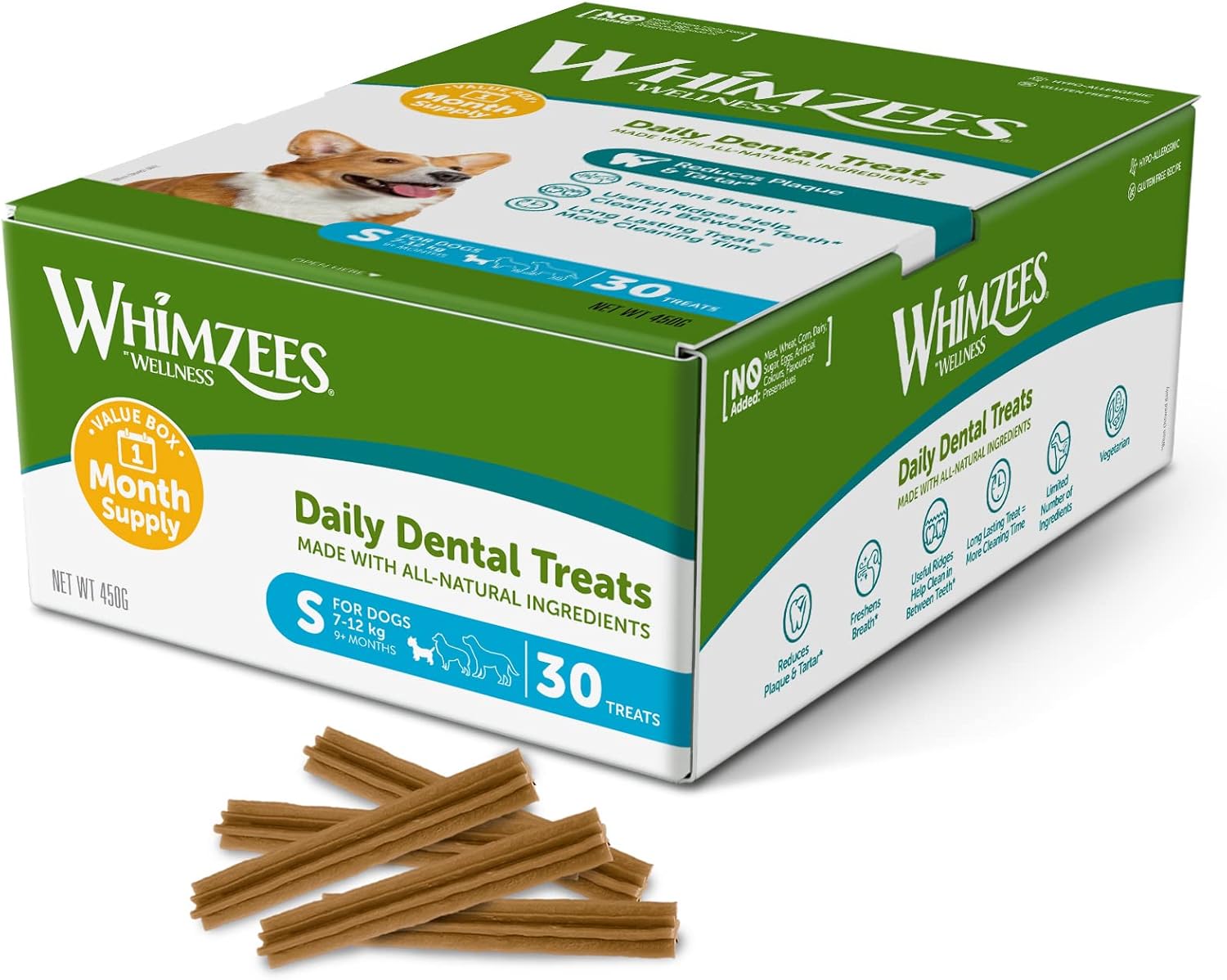 Detalle 2 de WHIMZEES Stix S Fondo Mensile – 30 Pezzi, Snack Naturale per Cani di Piccola Taglia, Senza Cereali