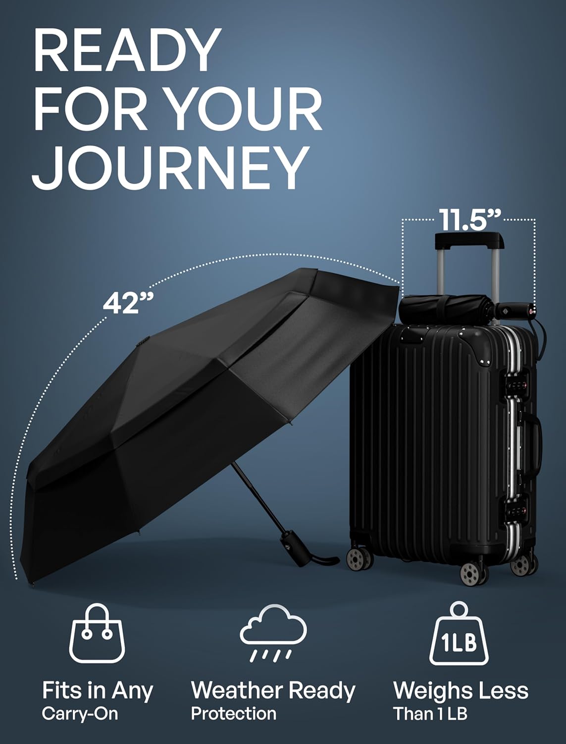 Thumbnail 4 de Repel Windproof Travel Umbrella, Auto Open 1pc ☔