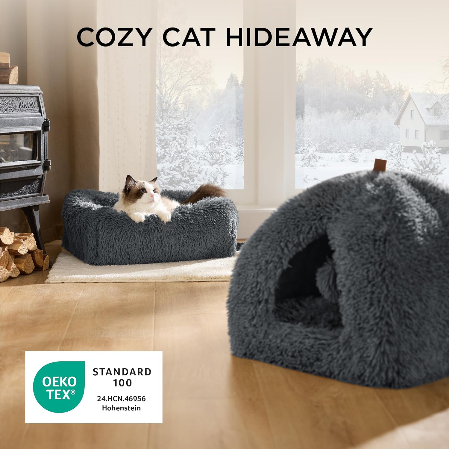 Detalle 2 de Bedsure Cat Cave Bed Igloo 44cm cosy pet den
