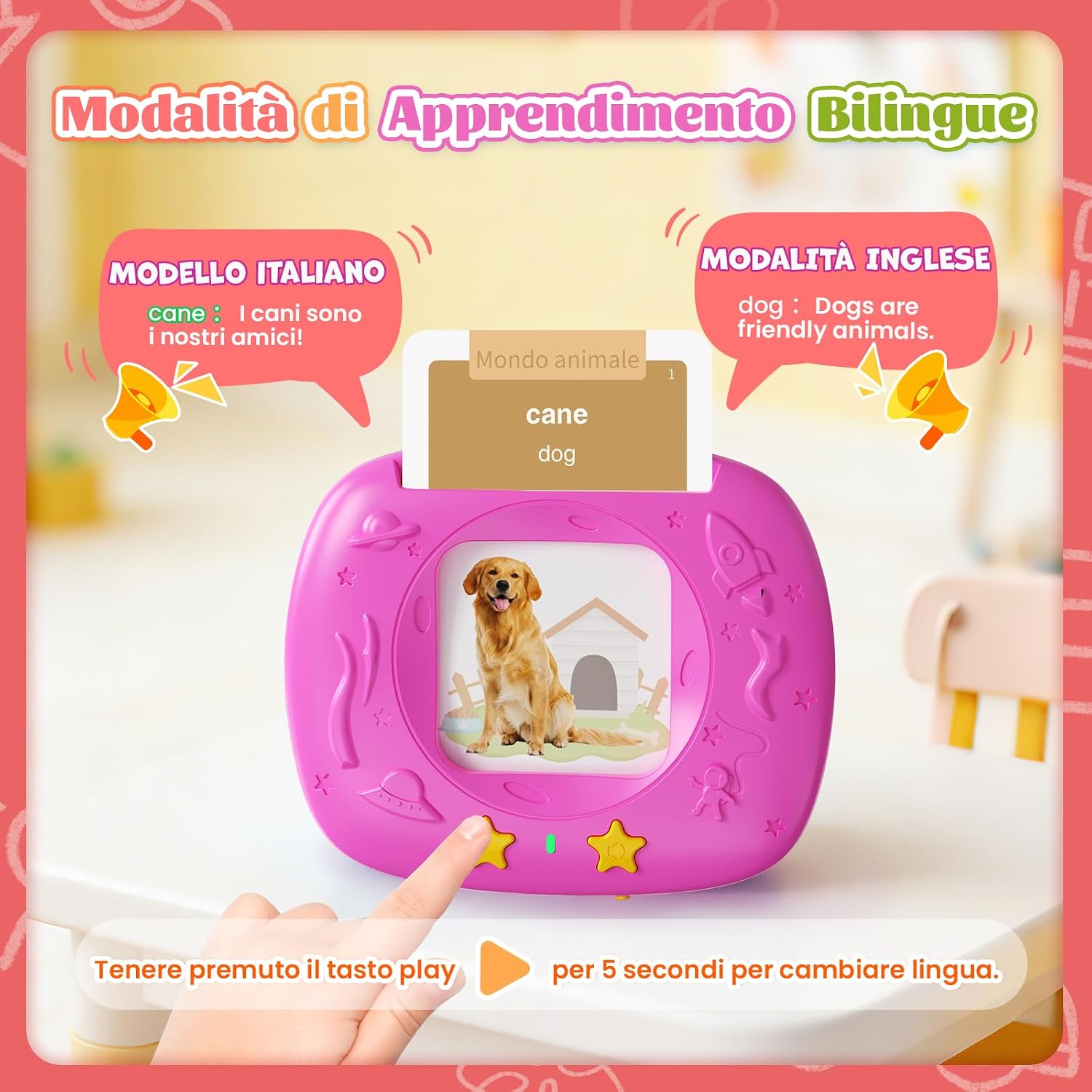 Thumbnail 6 de Giochi Bambini 2 Anni: Flashcard Parlanti Italiano-Inglese, 216 Carte, 432 Parole, 25 Temi (HOMESTEC)