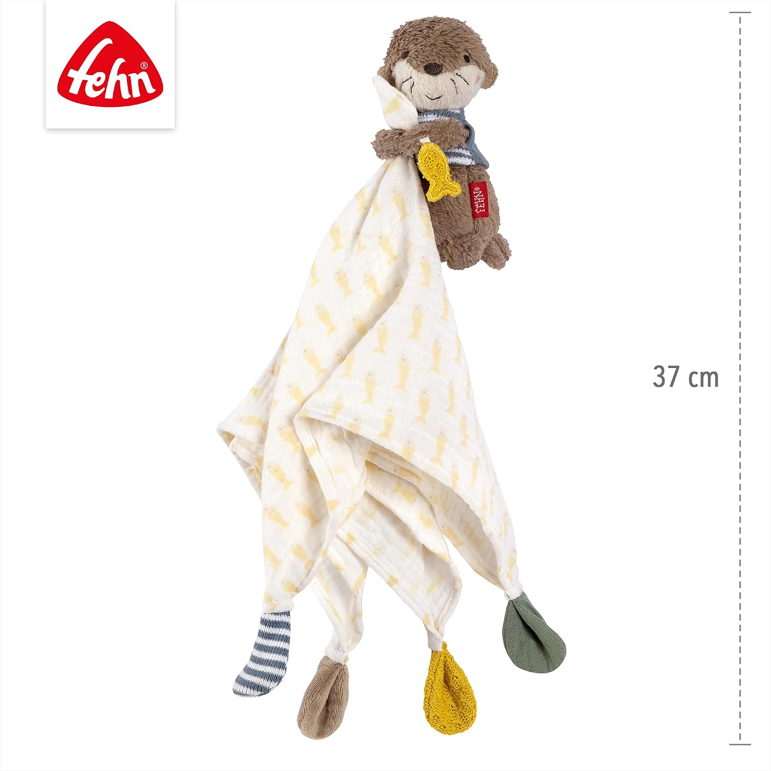 Detalle 2 de Fehn Musselin-Schmusetuch Otter – Coccole e Compagno di sonno per neonati e bambini