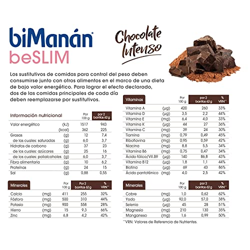 Detalle 1 de BIMANÁN BESLIM - Barritas Sustitutivas de Chocolate Intenso 🍫