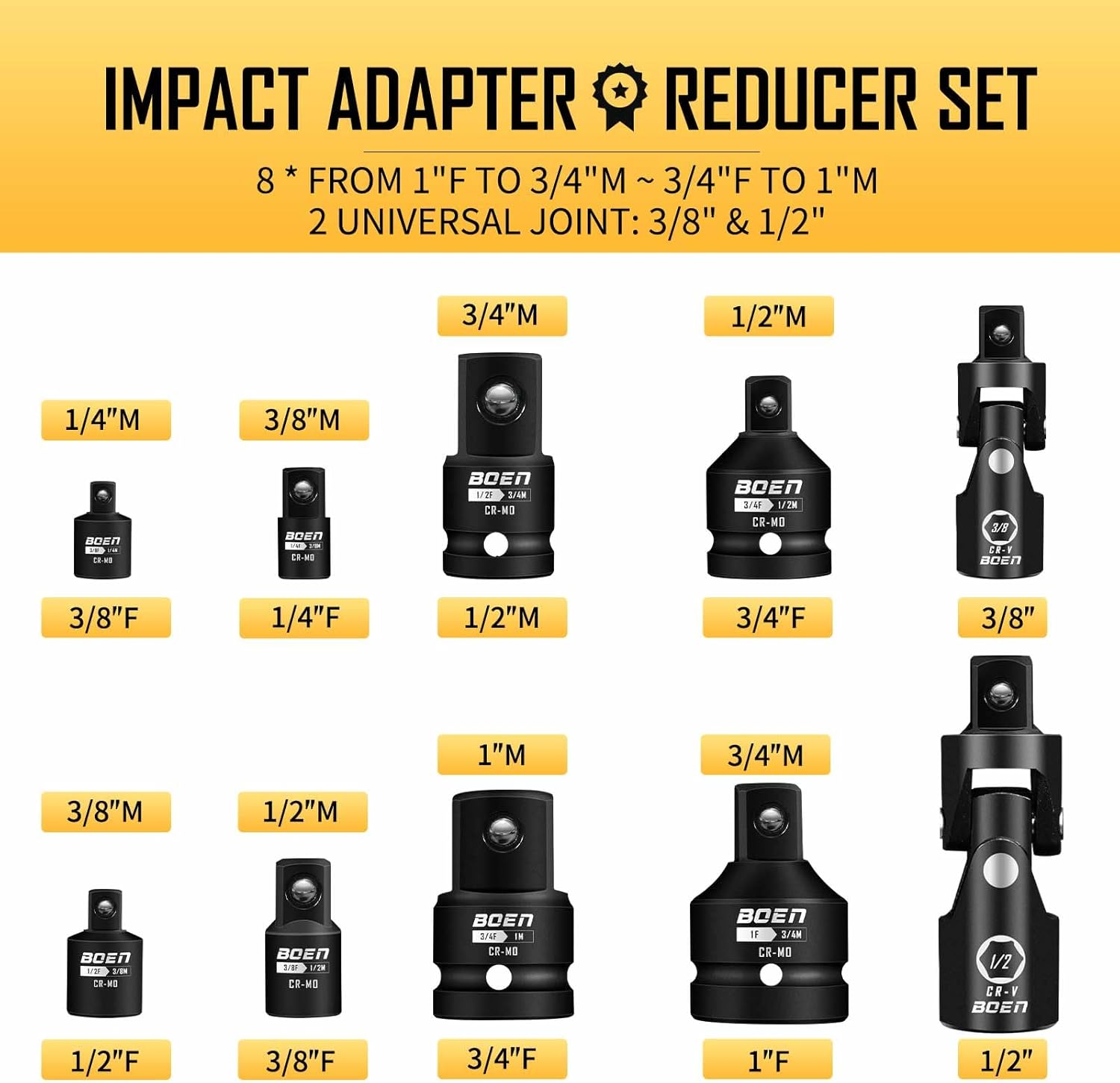 Thumbnail 1 de boen 10-piece impact socket adapter set