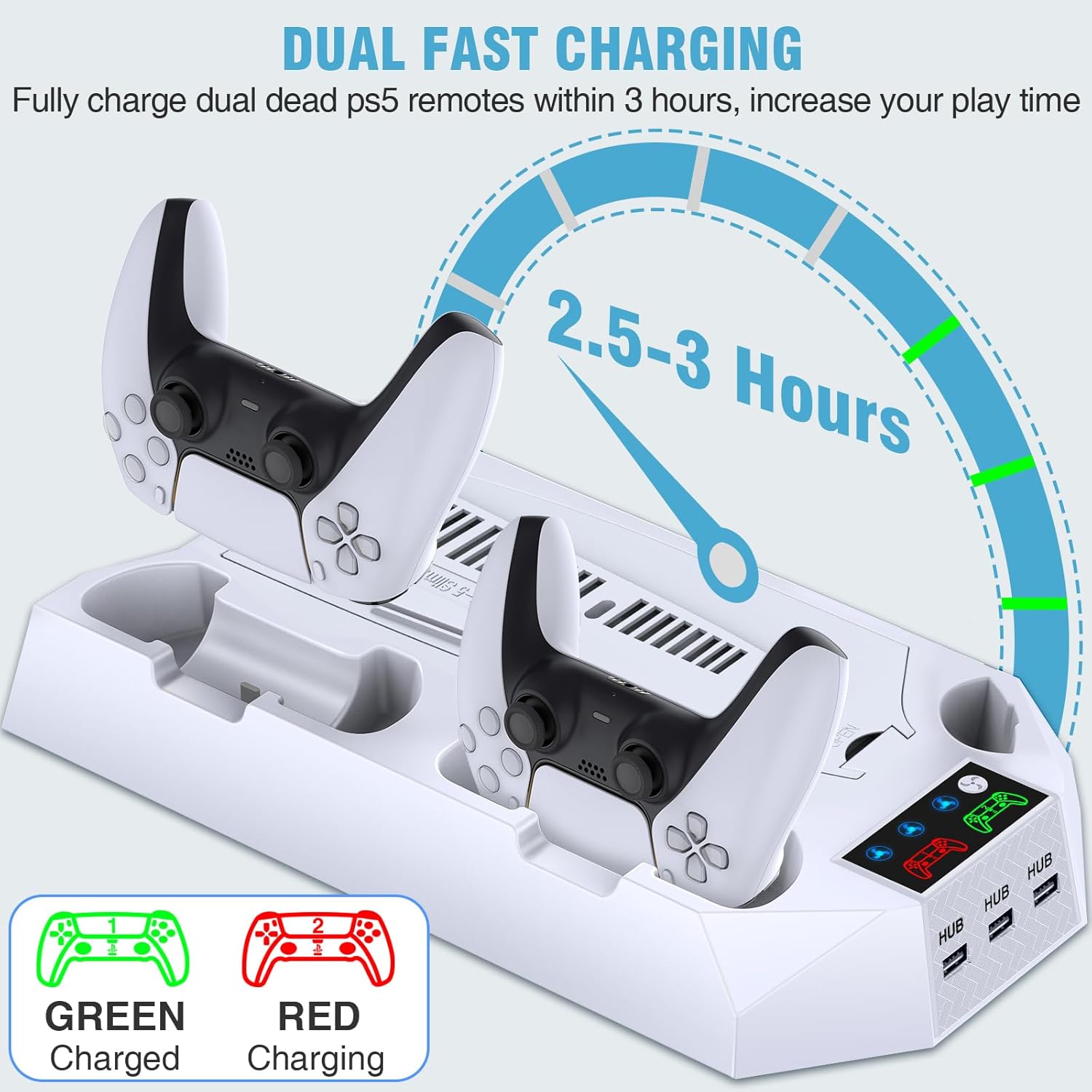 Thumbnail 3 de ZRZLMVP PS5 Cooling Stand with Controller Charging Station for PS5 Slim/Pro/Digital Edition