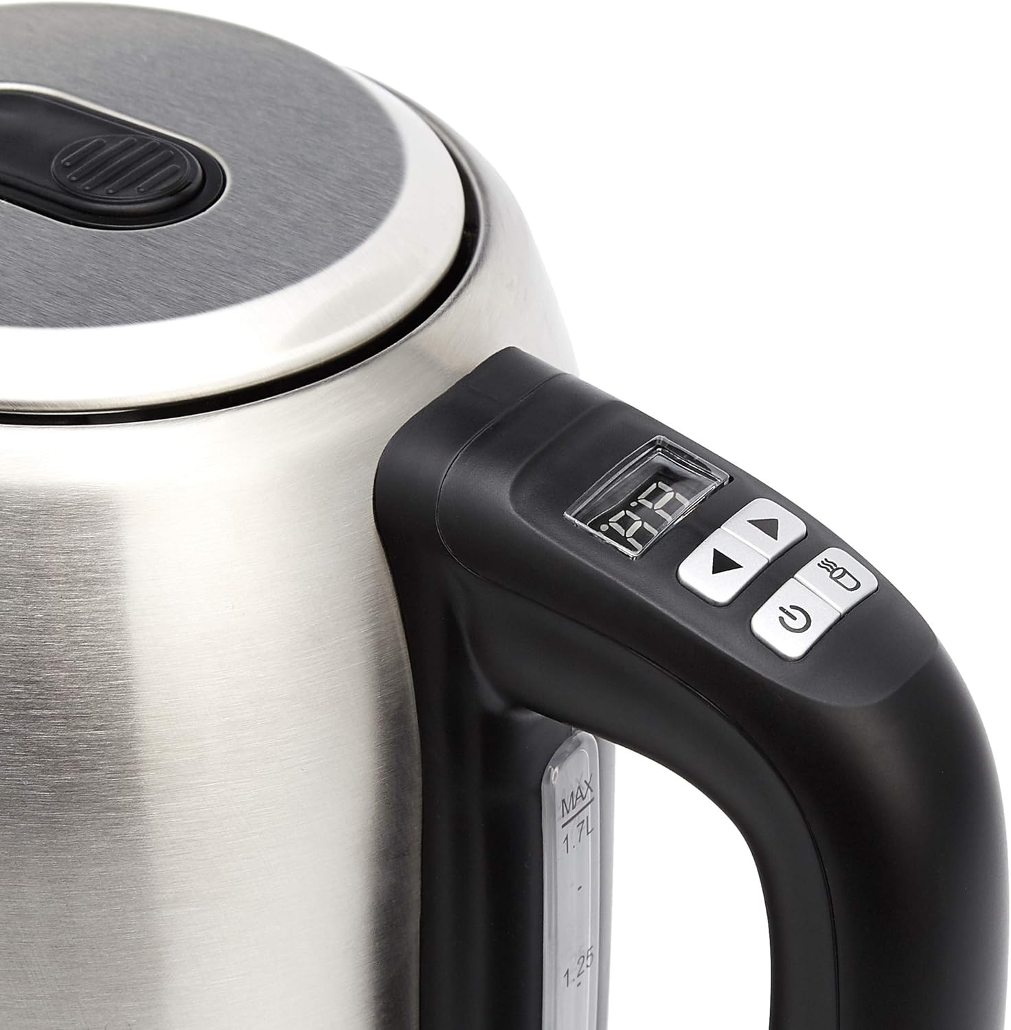 Detalle de Amazon Basics Stainless Steel Kettle with Digital Display (1.7 L) with Strix Controller