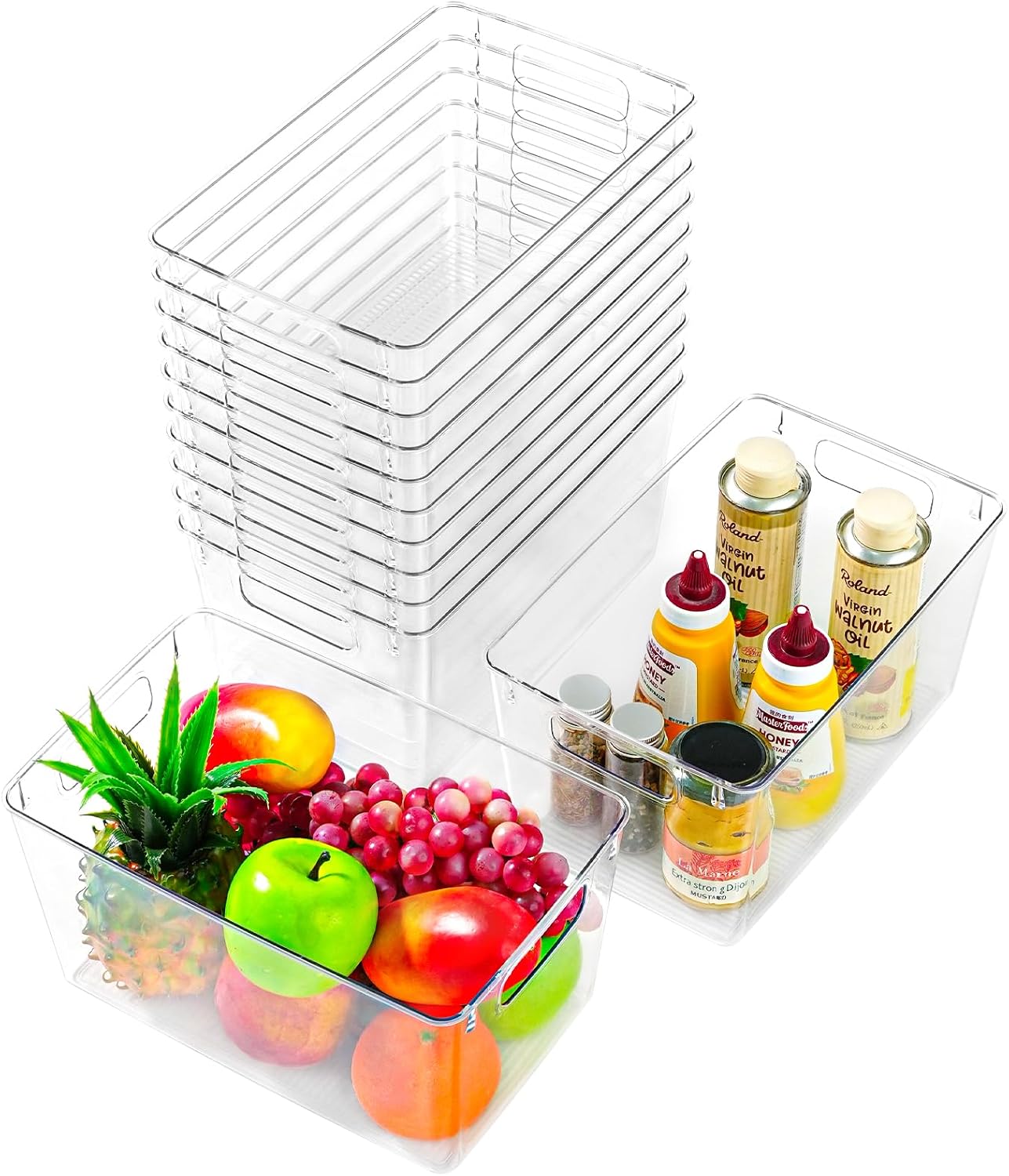 Detalle de Freebat 12 Pack Large Clear Storage Bins for Pantry 🗂