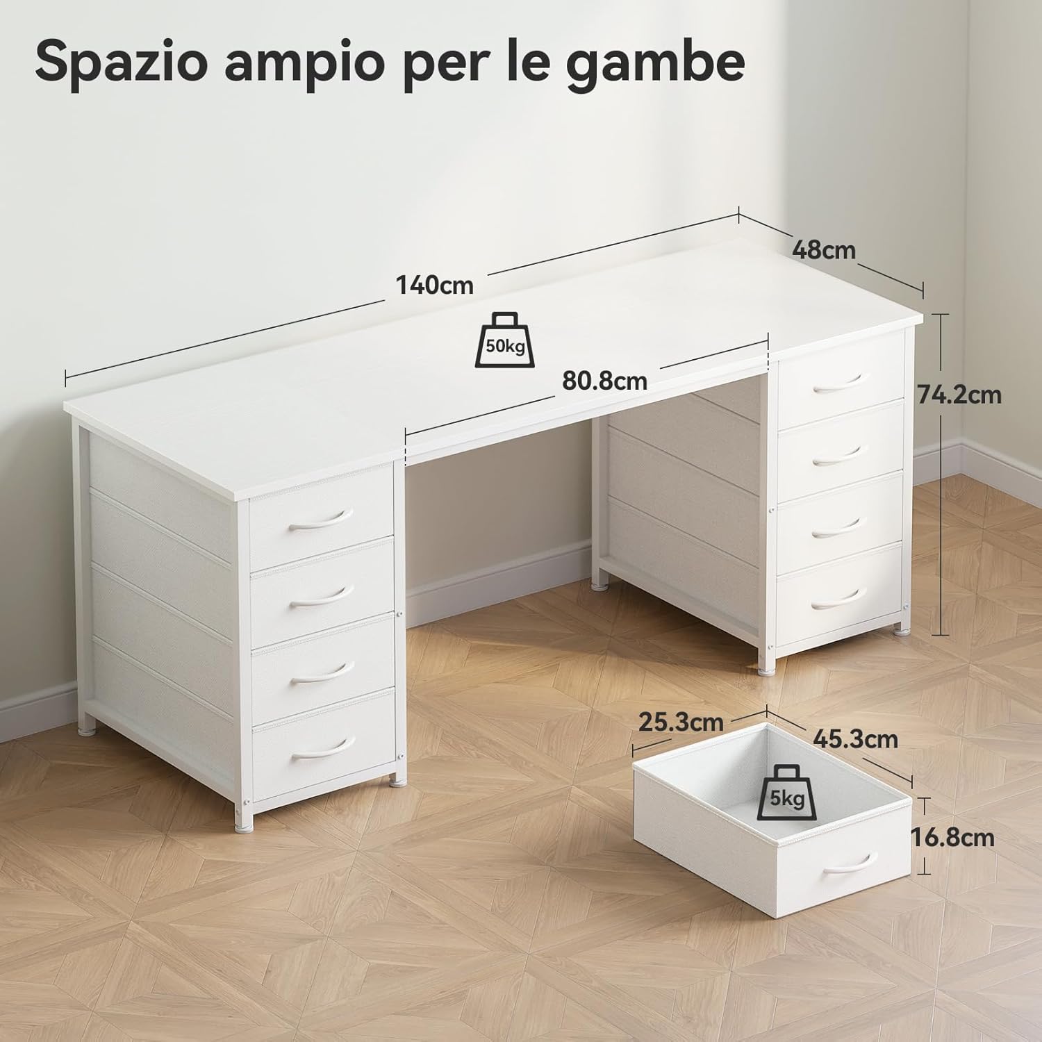 Thumbnail 2 de Coleshome Scrivania 140x48cm 8 cassetti