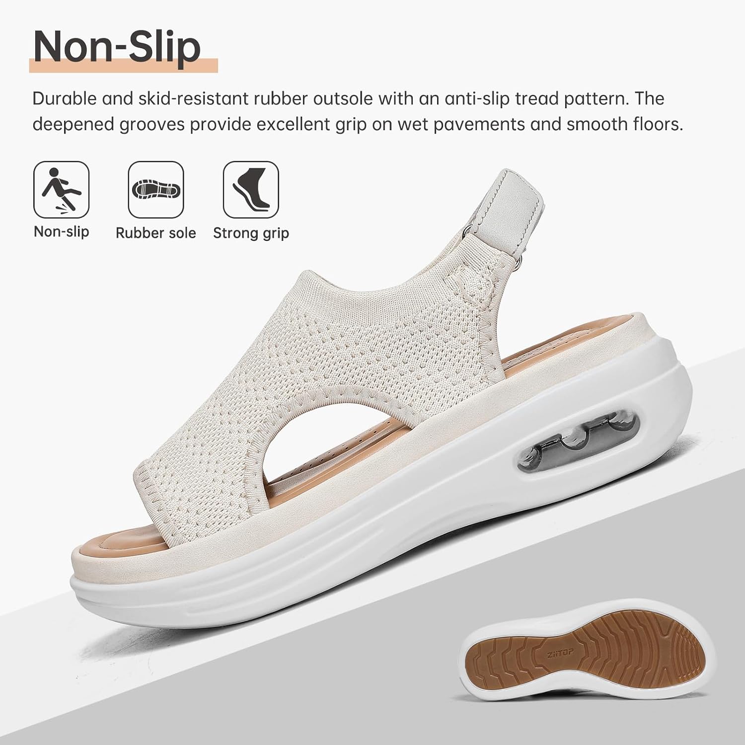 Thumbnail 2 de Bravover Womens Air Cushion Sandals: Breathable Knit Upper, Cushioned Platform for Everyday Walking