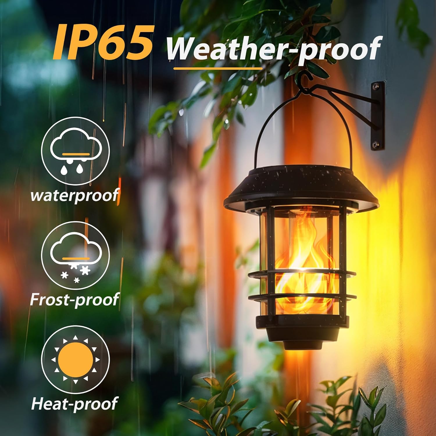 Detalle de Otdair Solar Lanterns Outdoor Waterproof (2-Pack) with Flickering Flames Wall & Hanging Garden Decor