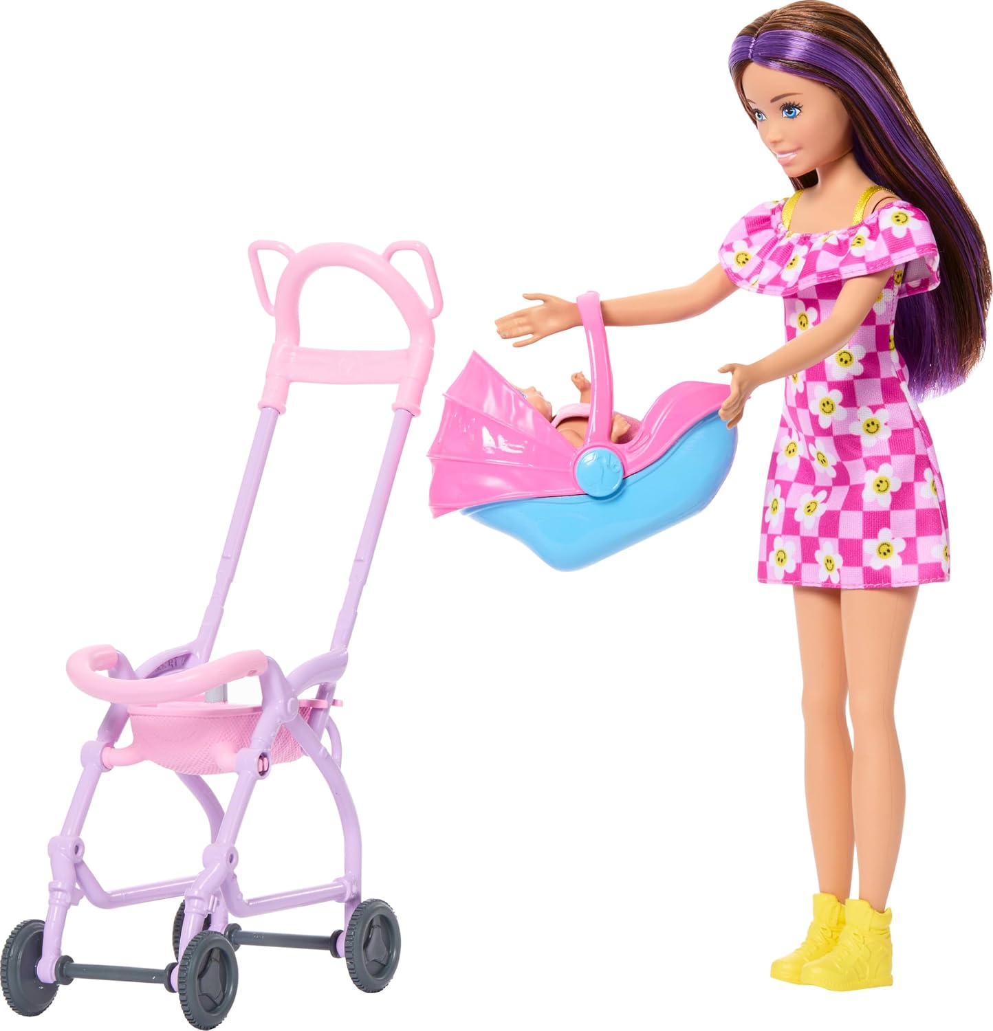 Detalle 2 de Barbie Skipper Babysitter JJB42 set con passeggino