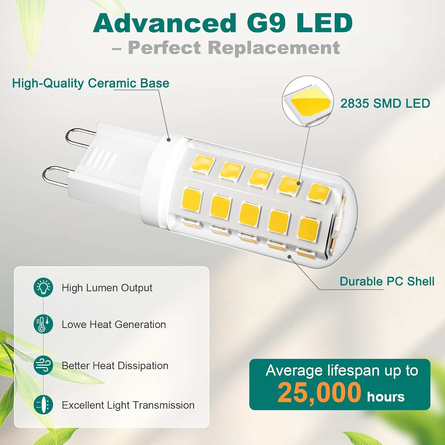 Detalle 1 de DiCUNO Bombilla LED G9 3W 💡 Ahorrador Blanco Neutro (6 Uds)