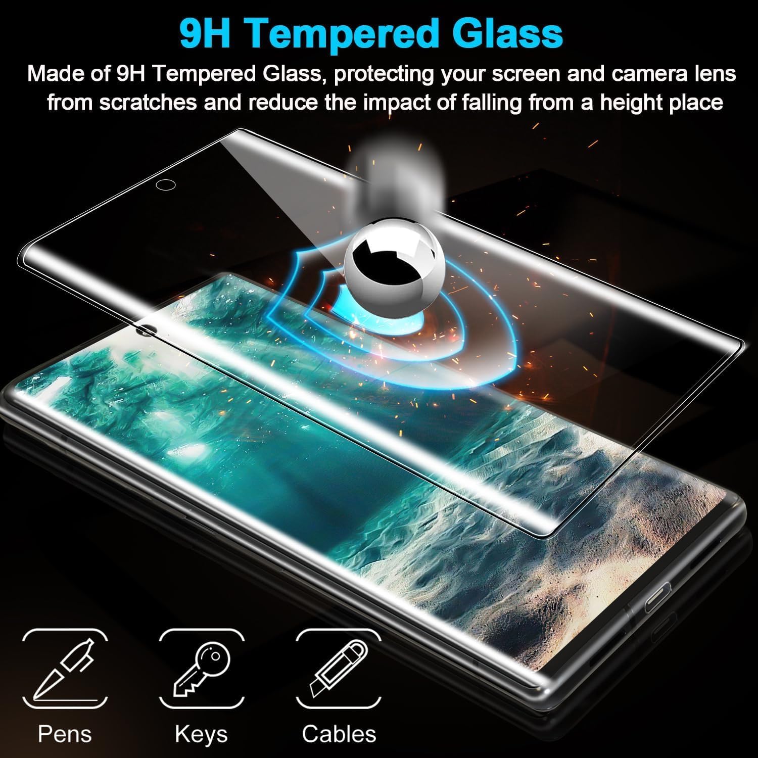 Detalle de Samcorn Galaxy S21 Ultra Tempered Glass Screen Protector, 3-Pack, 3D Curved