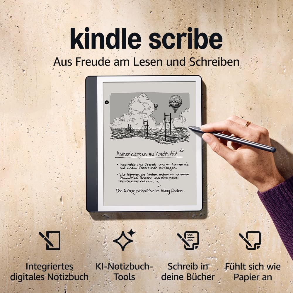 Detalle de Amazon Kindle Scribe (16 GB) – Tablet zum Schreiben & Lesen mit Notizbuch-Integration, Anthrazit