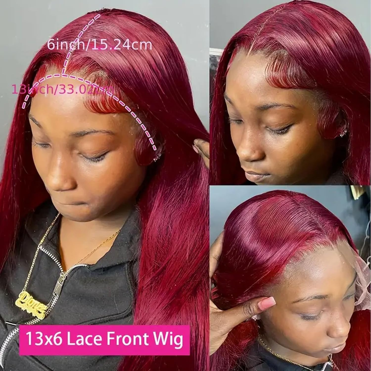 Detalle 2 de Fiumer Burgundy Wig 28inch 💇♀