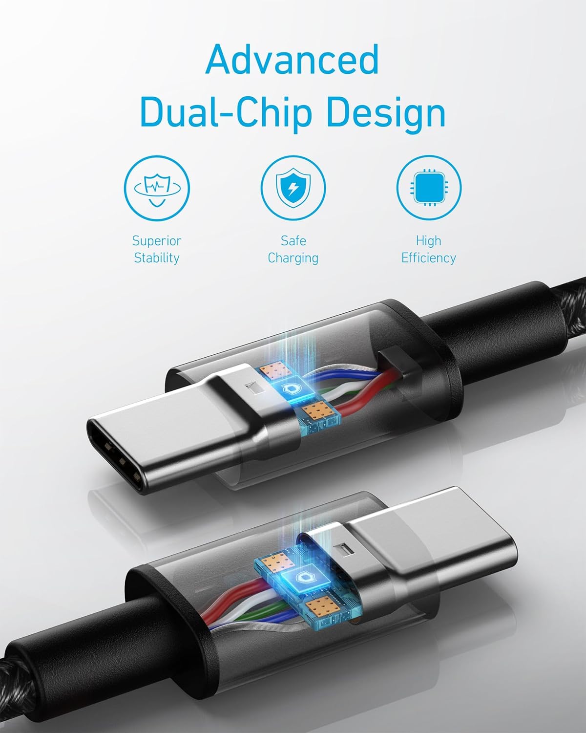 Detalle de Anker Cable USB C Carga Rápida 100W 3 m