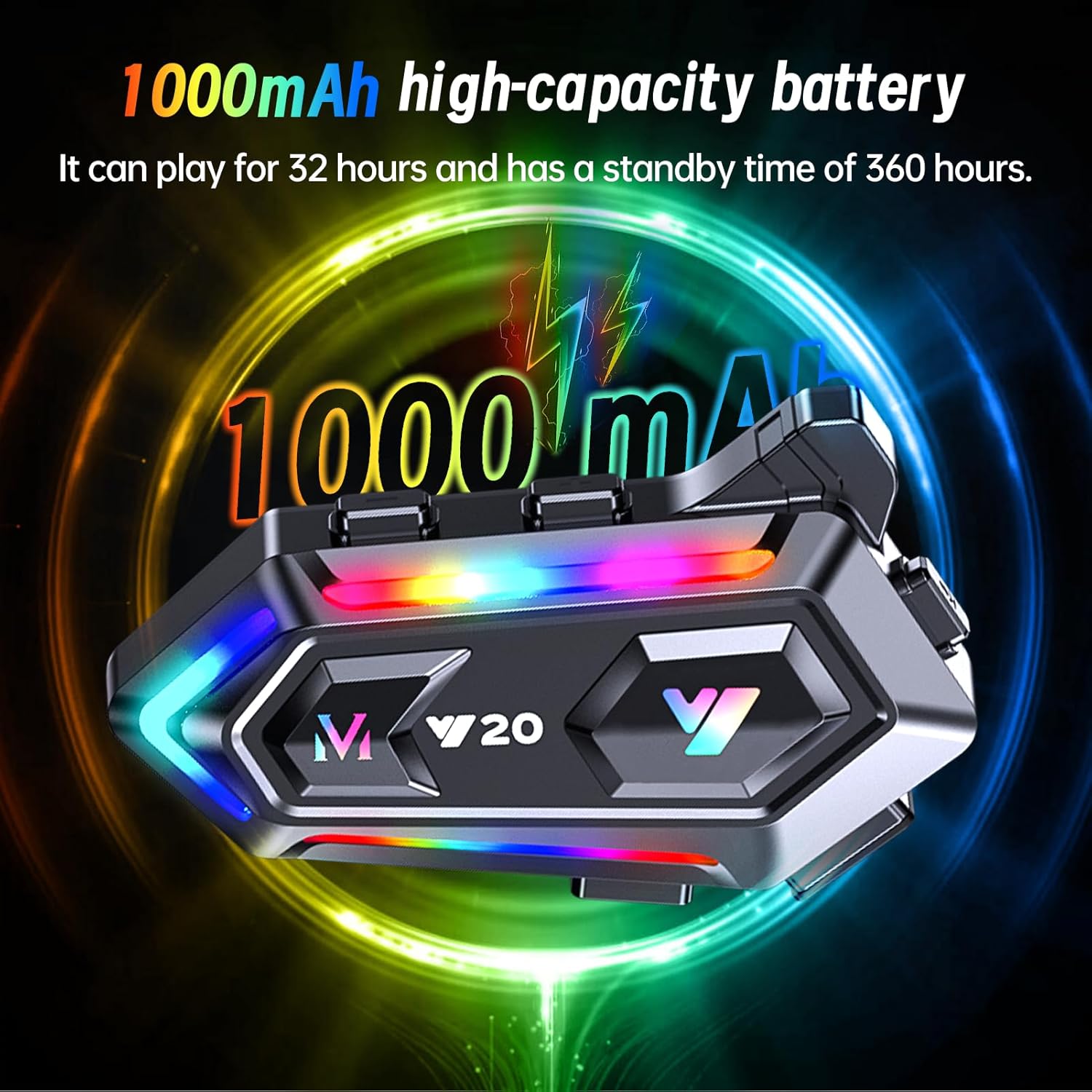 Detalle 2 de Khptop Motorradhelm Bluetooth Headset 1000 mAh