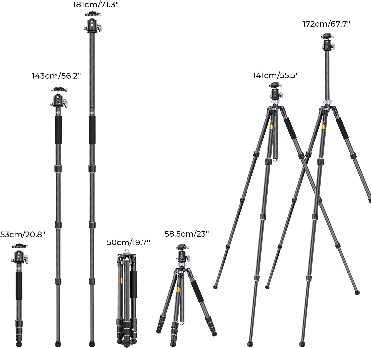 Thumbnail 5 de K&F CONCEPT X-Series Carbon Stativ 172 cm