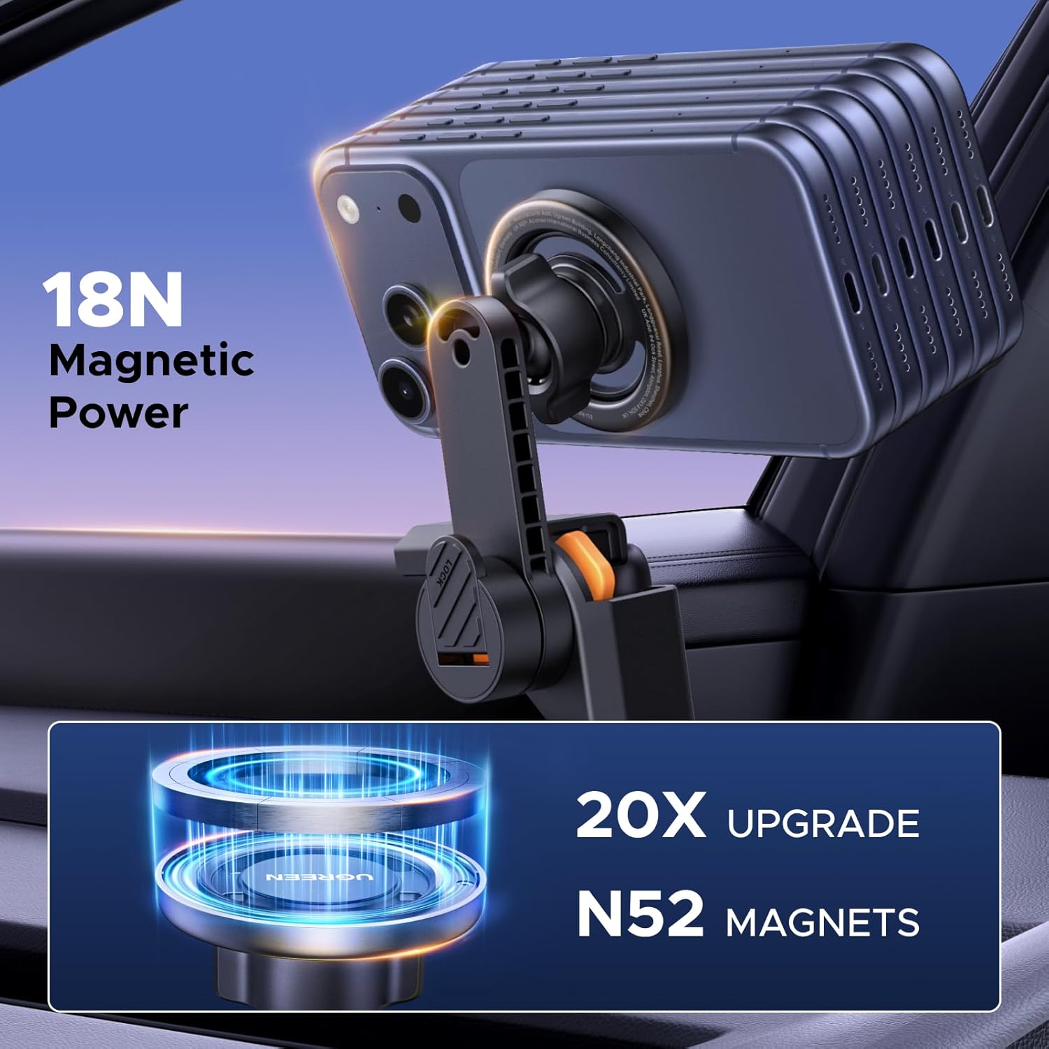 Detalle 2 de UGREEN Phone Holder for Tesla Model 3 — MagSafe Mount