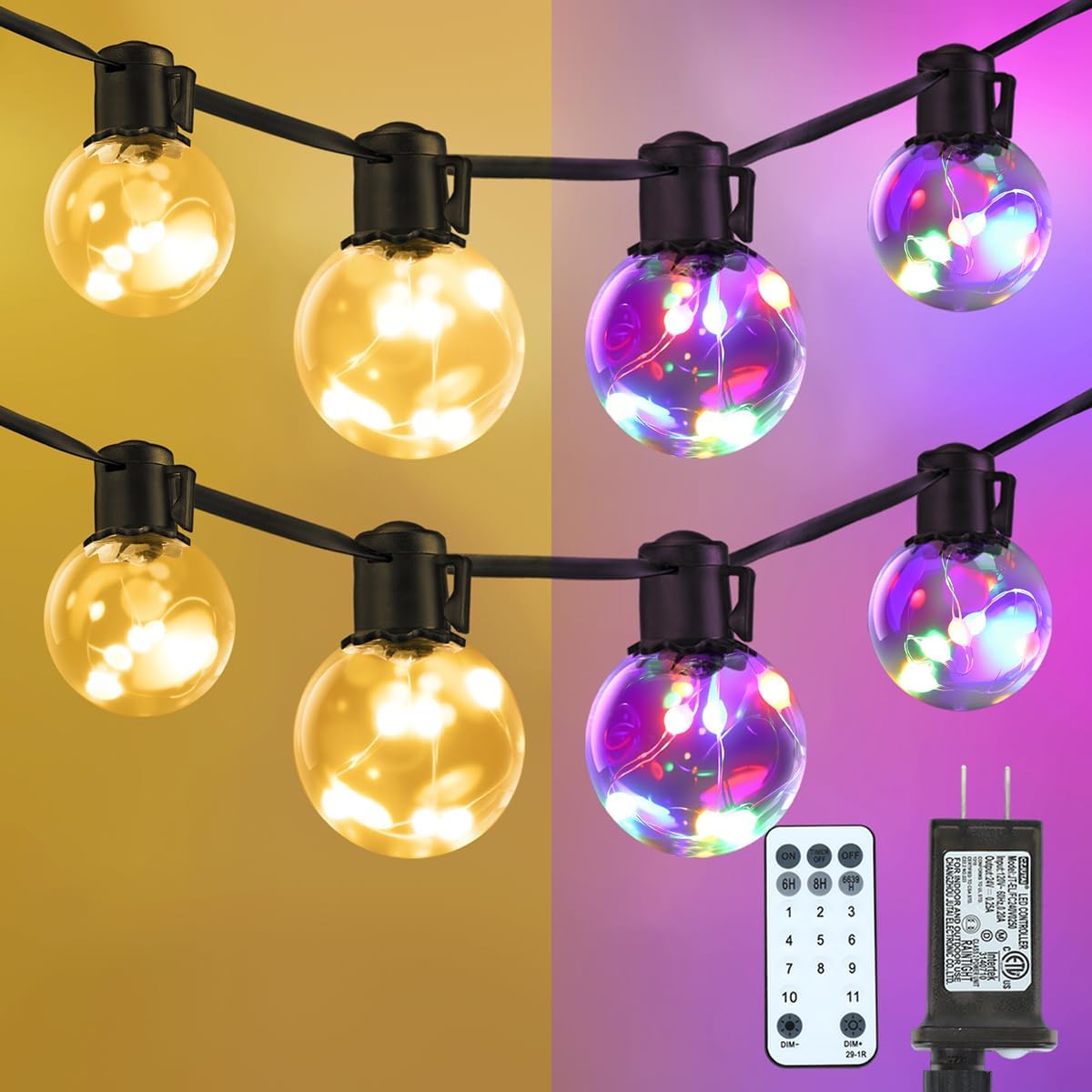 Detalle de KepStars AC-20B-25F-DAUL Outdoor String Lights, 25 ft, 20 LED Bulbs