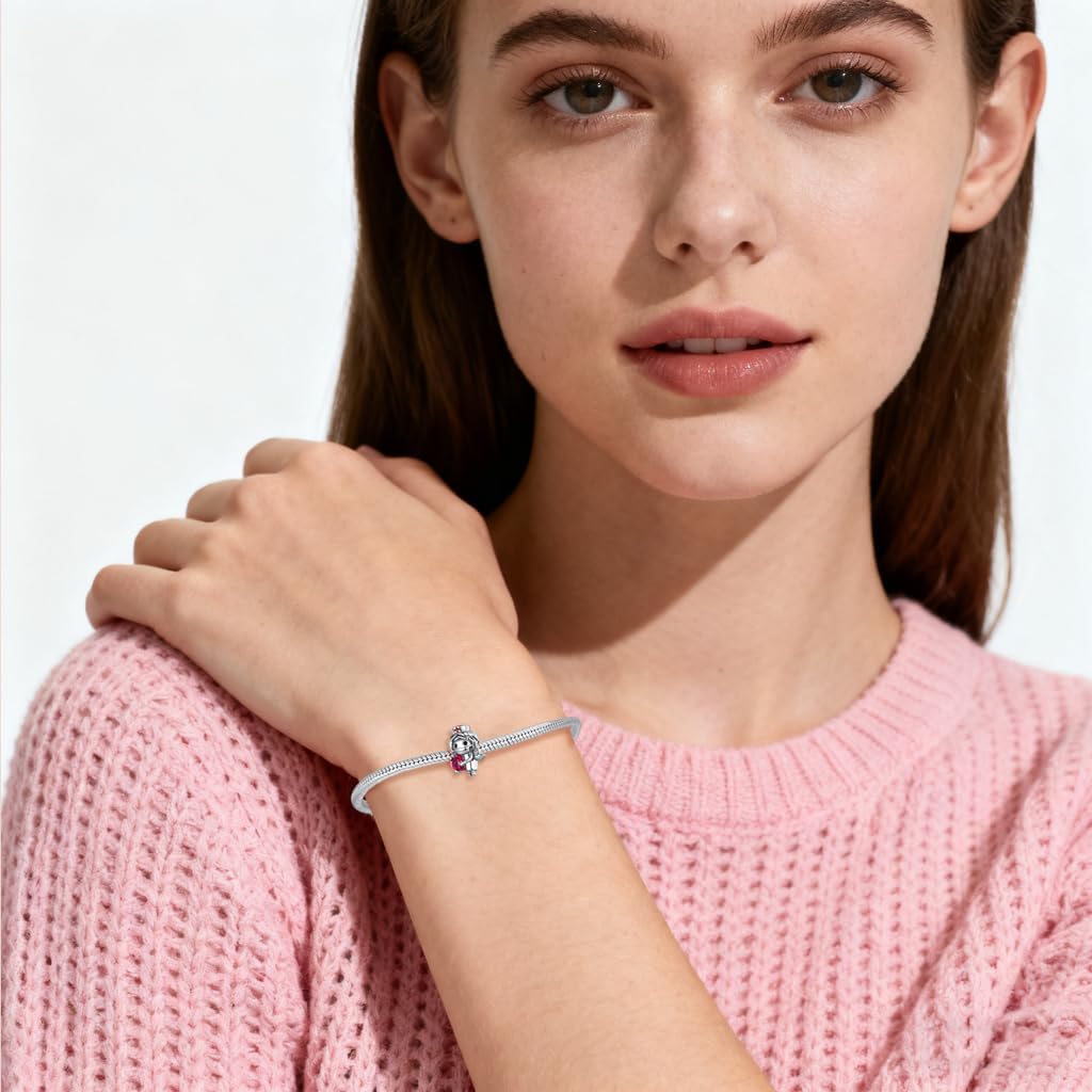 Detalle de LMLMECREA Charm-Anhänger aus 925 Sterling Silber für europäische Armbänder (Handpoliert) – personalisierbarer Schmuck für Damen