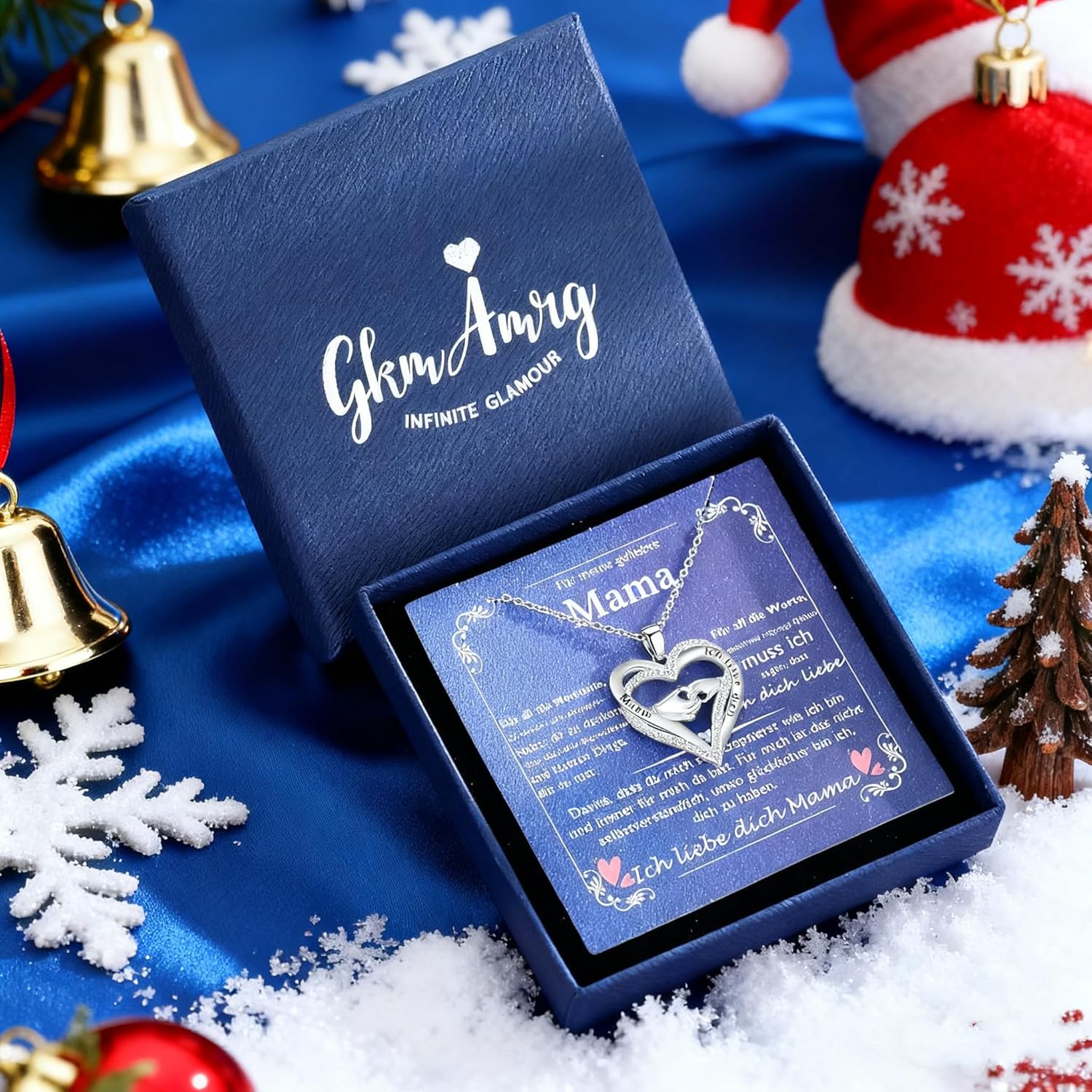 Thumbnail 5 de Gkmamrg Muttertagsgeschenk: Halskette mit Herz-Anhänger aus 925 Silber, Gravur & Versandverpackung