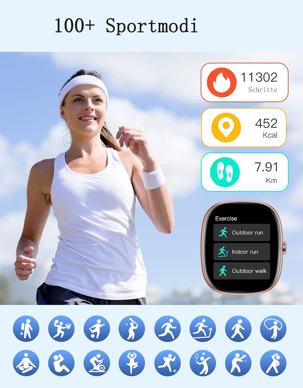 Thumbnail 2 de HUAKUA Smartwatch Damen mit Telefonfunktion