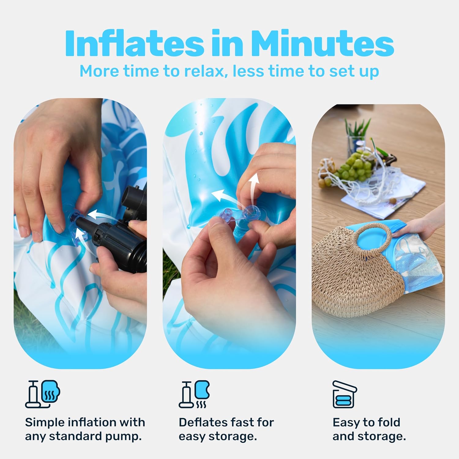 Thumbnail 6 de SLOOSH Inflatable Pool Floats Lounger Recliner with Cup Holders and Foot Rest