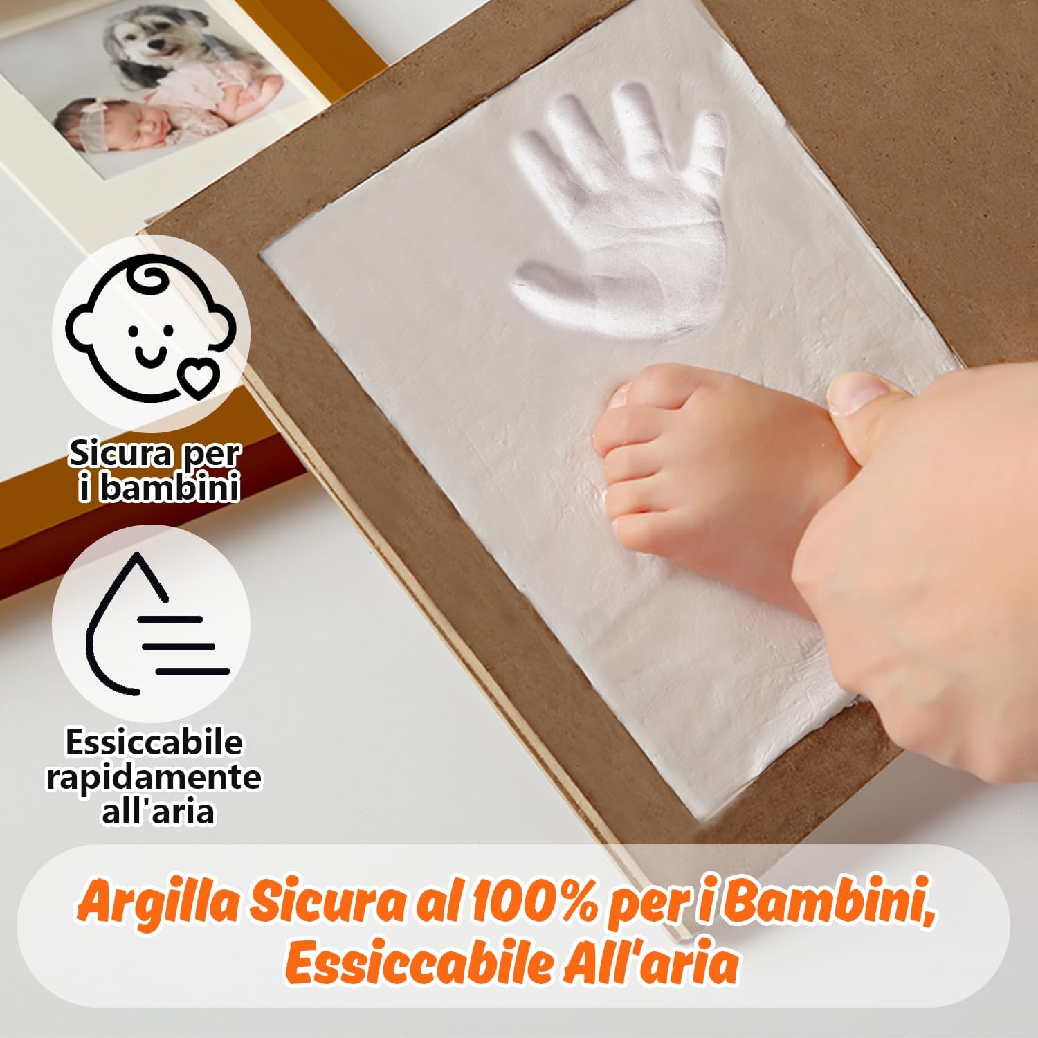 Thumbnail 2 de PewinGo Cornice Impronte Neonato con Argilla per Mani e Piedi