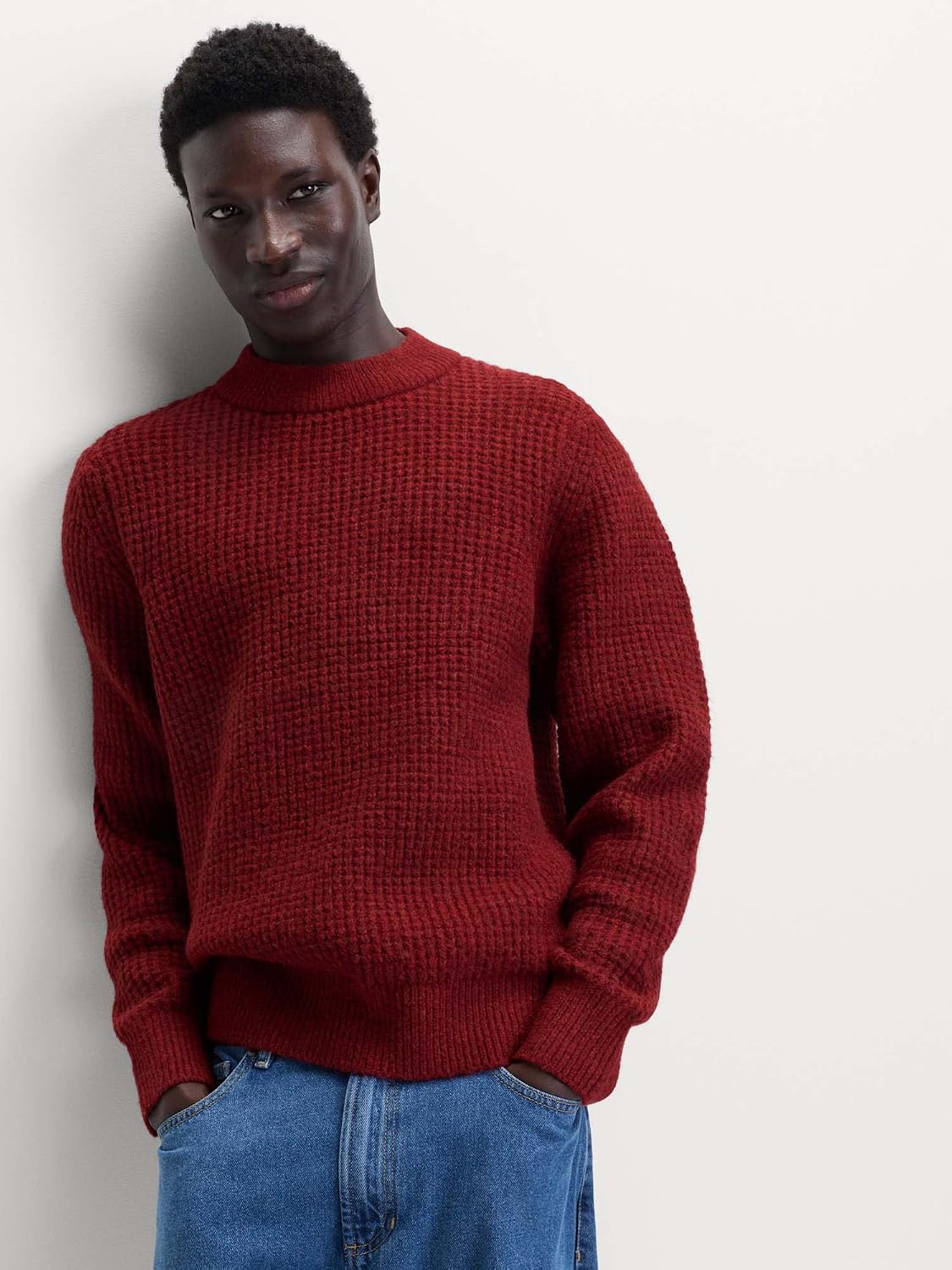 Detalle 1 de Marks & Spencer wafelgebreide trui met opstaande kraag en capmouwen