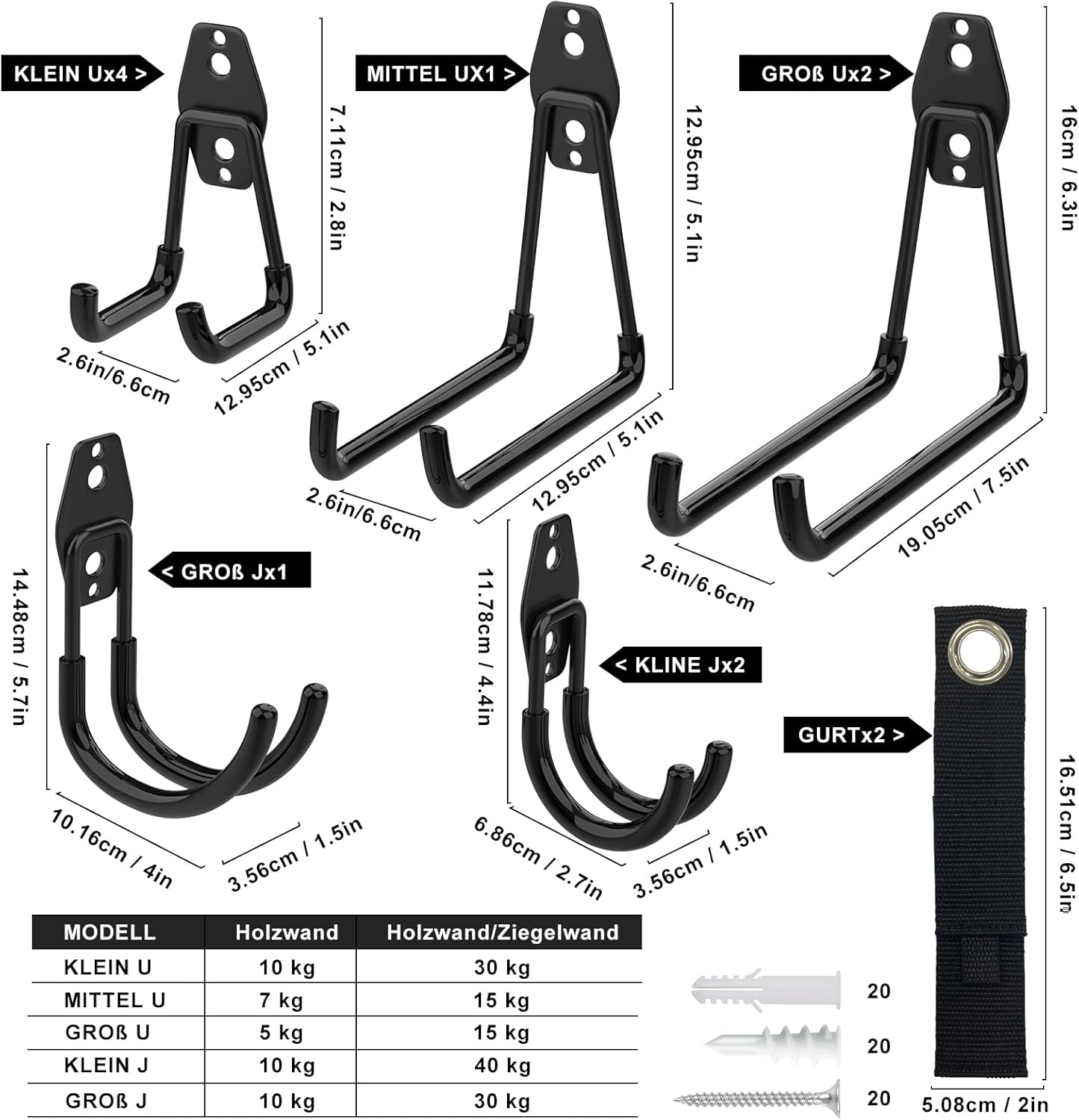 Detalle 2 de Kitmiido Wandhaken Garage 12er Set