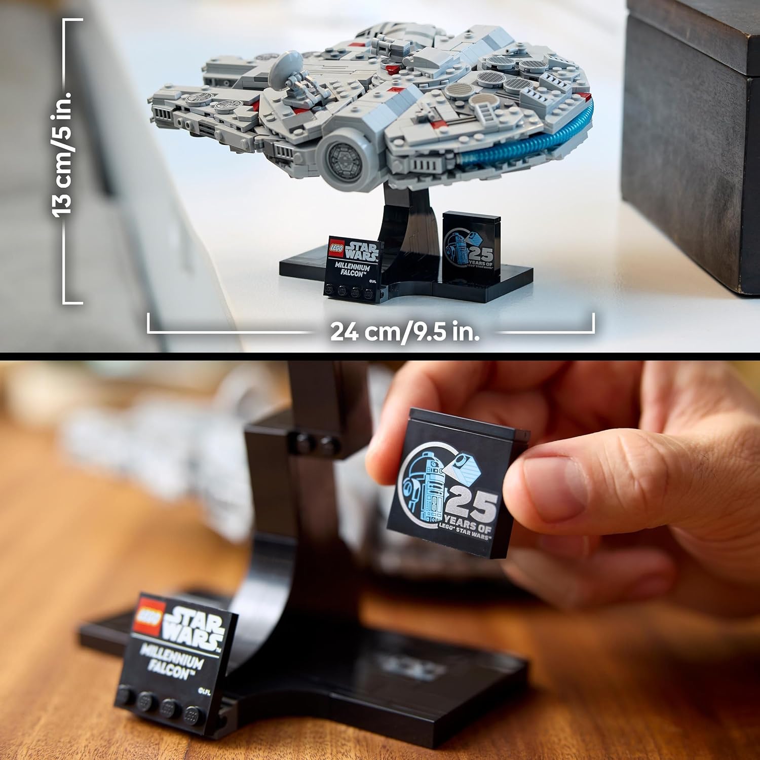 Detalle de LEGO Star Wars 75375 Millennium Falcon – Set da Costruire per Adulti, Esposizione e Targhetta inclusa