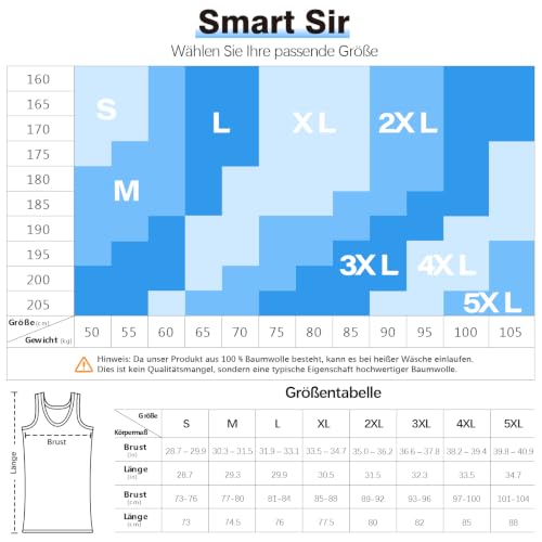 Detalle 1 de Smart Sir Unterhemd Herren 3/5er Pack – 100% Baumwolle, bequem & atmungsaktiv