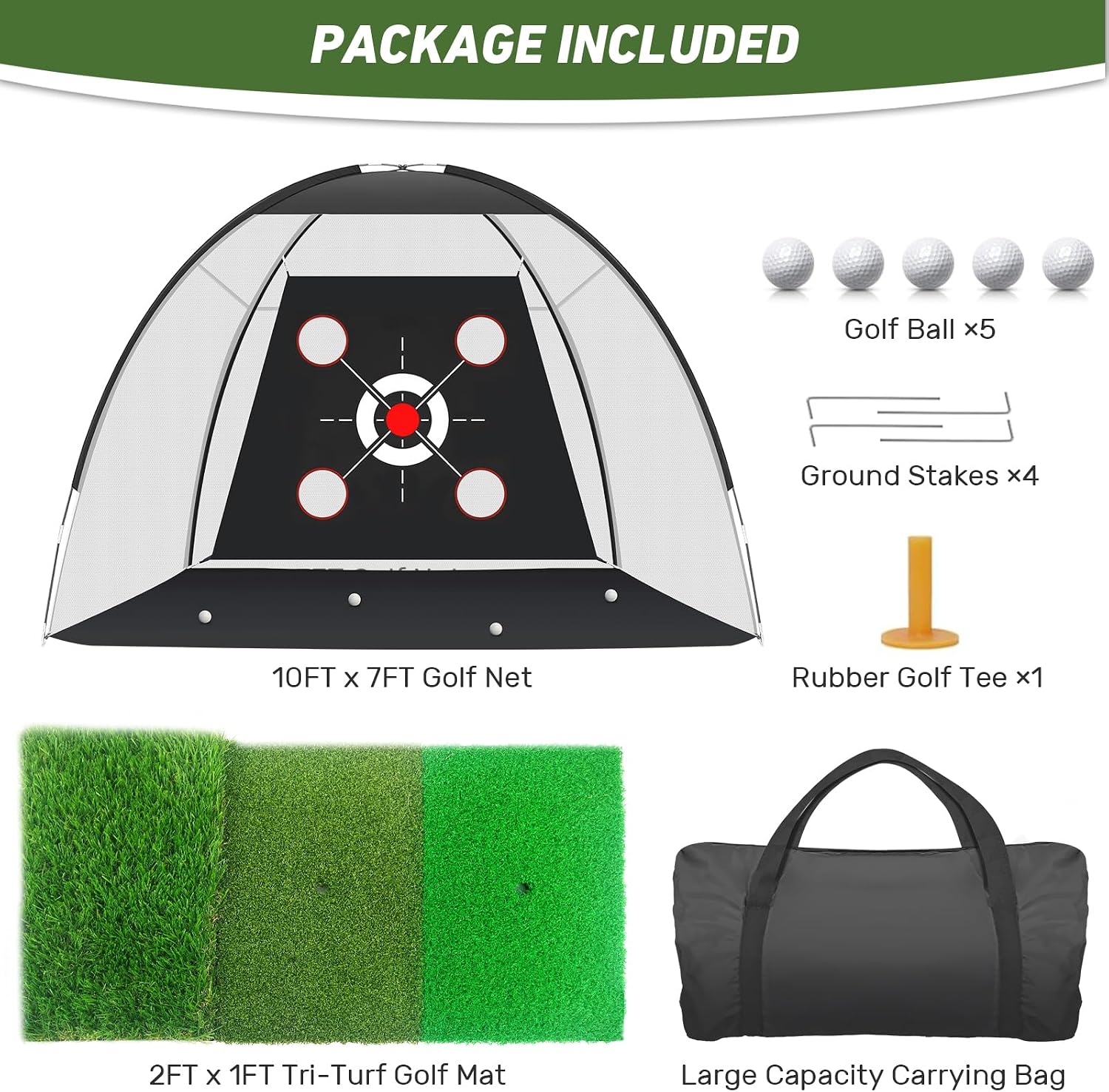 Thumbnail 5 de KLAODOT Pauline CY Golf Practice Net, 10 x 7 ft with Target Pockets