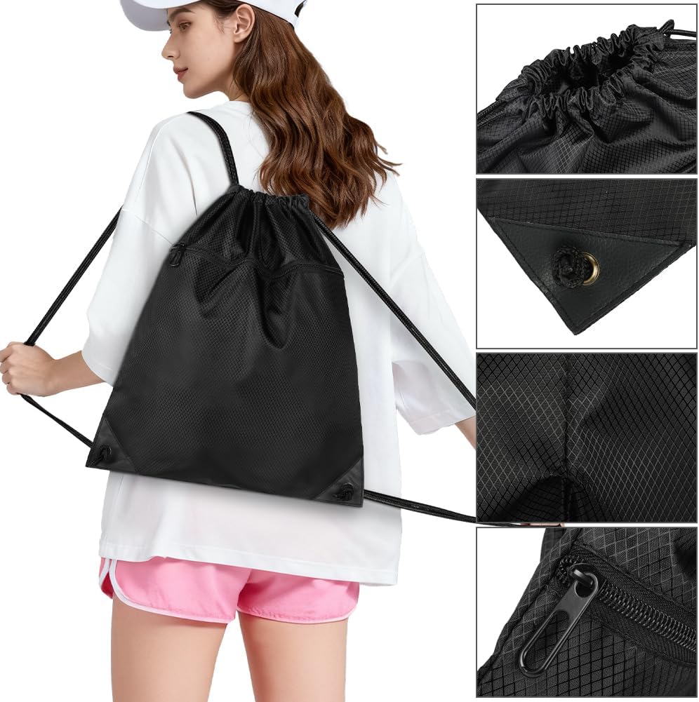 Detalle de DiULi Sac de Sport avec cordon de serrage en tissu Oxford étanche, avec double poche