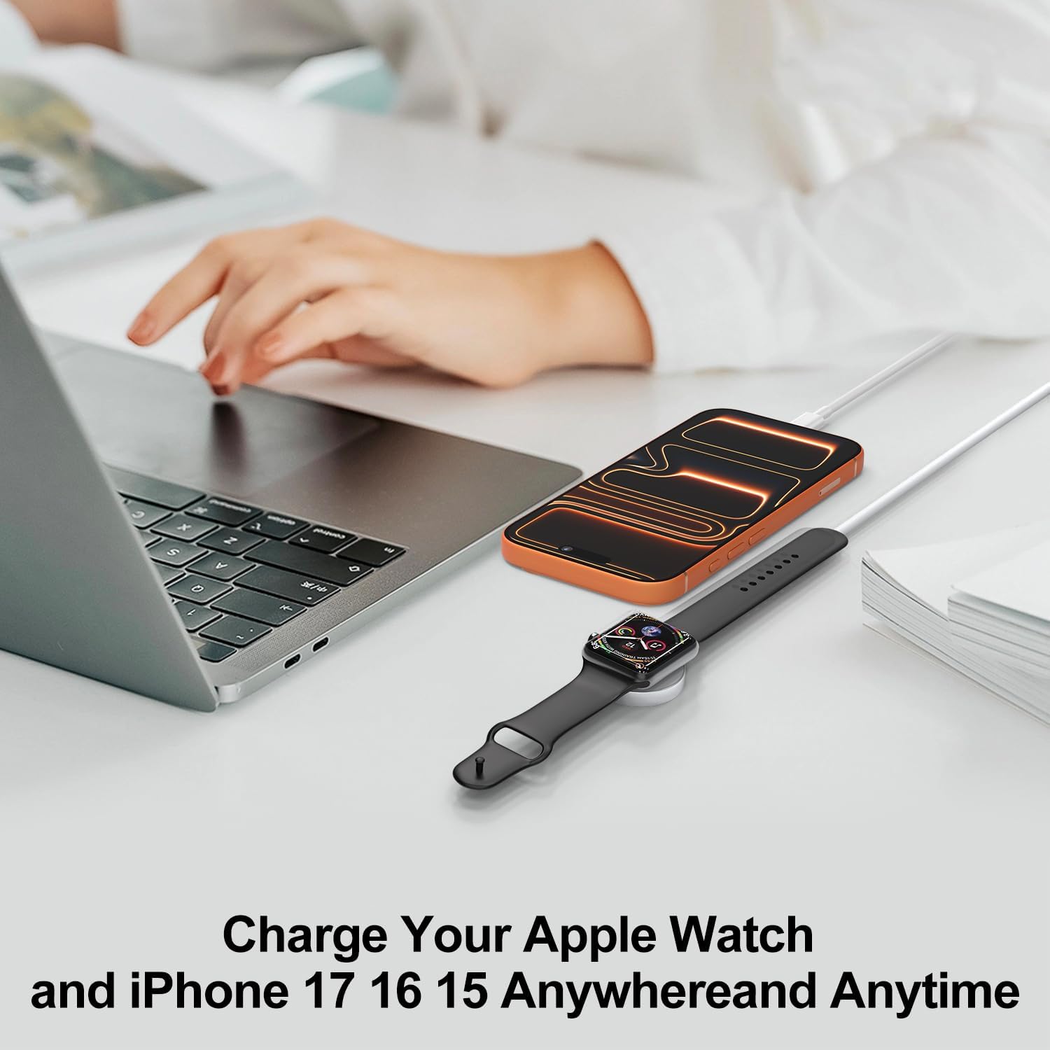 Thumbnail 4 de 2 in 1 USB-C Apple Watch Charger (MFi Certified) — Magnetic Cable for iPhone & Watch, 6ft