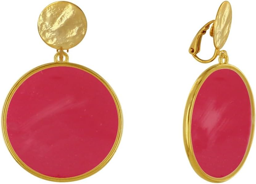 Thumbnail 6 de Les Poulettes Bijoux orecchini clip in metallo dorato con cerchio colorato traslucido