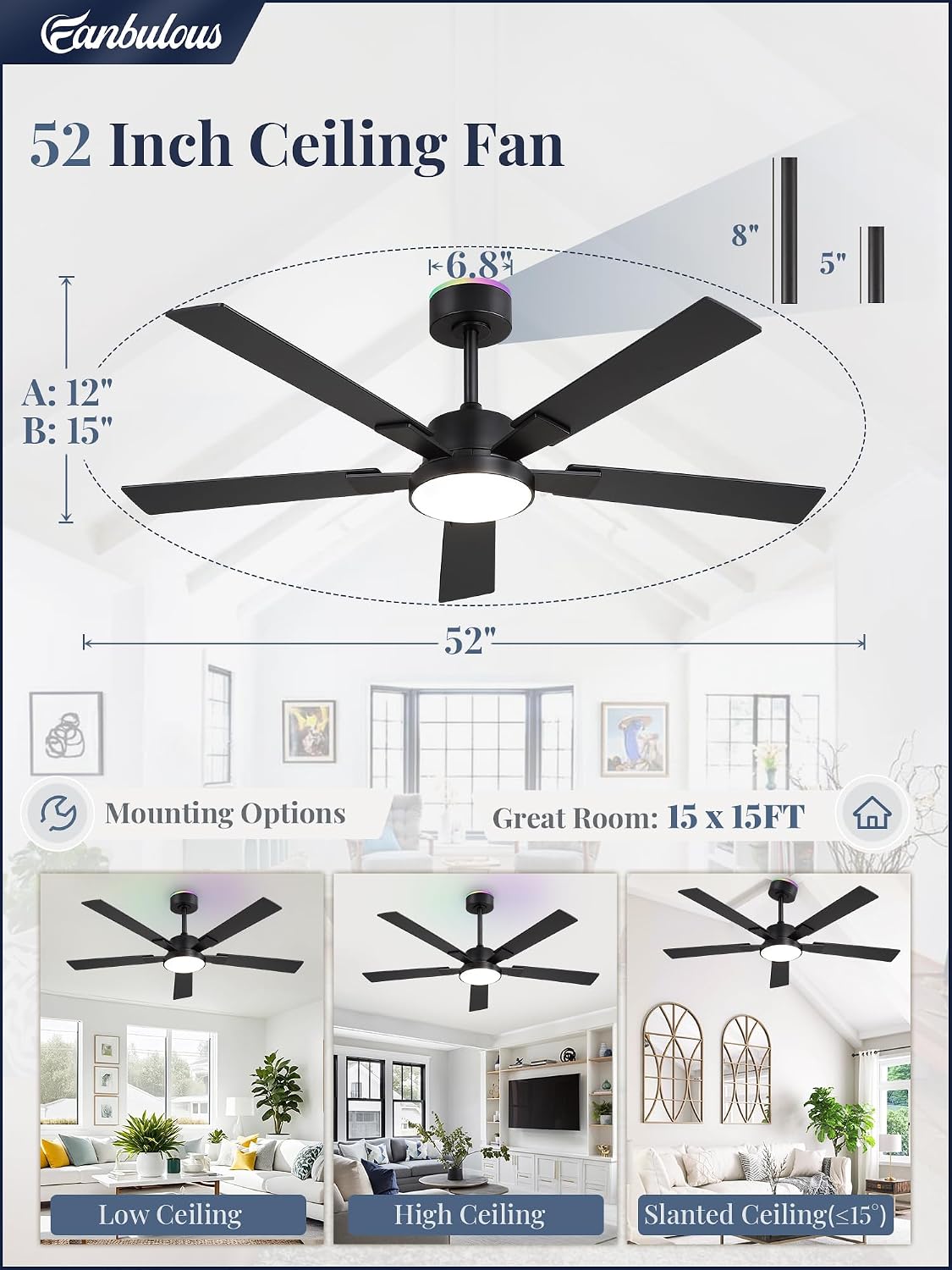Detalle 2 de Fanbulous Ceiling Fan, 52-Inch