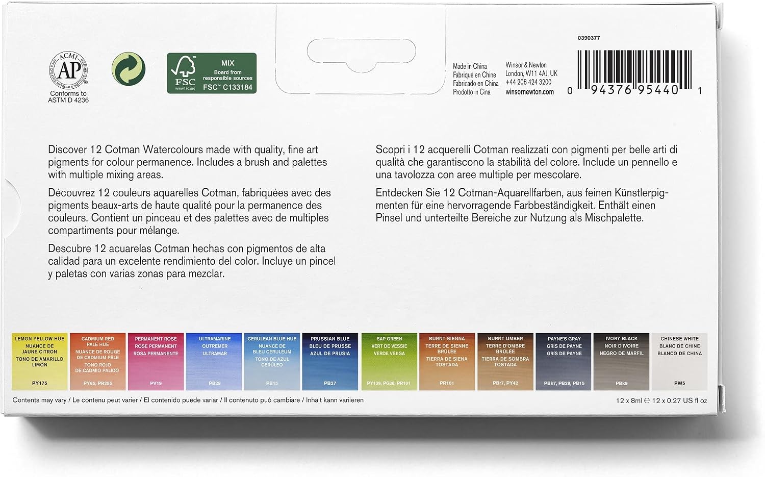 Detalle de Winsor & Newton Cotman Set de Voyage Aquarelle (12 tubes x 8 ml)